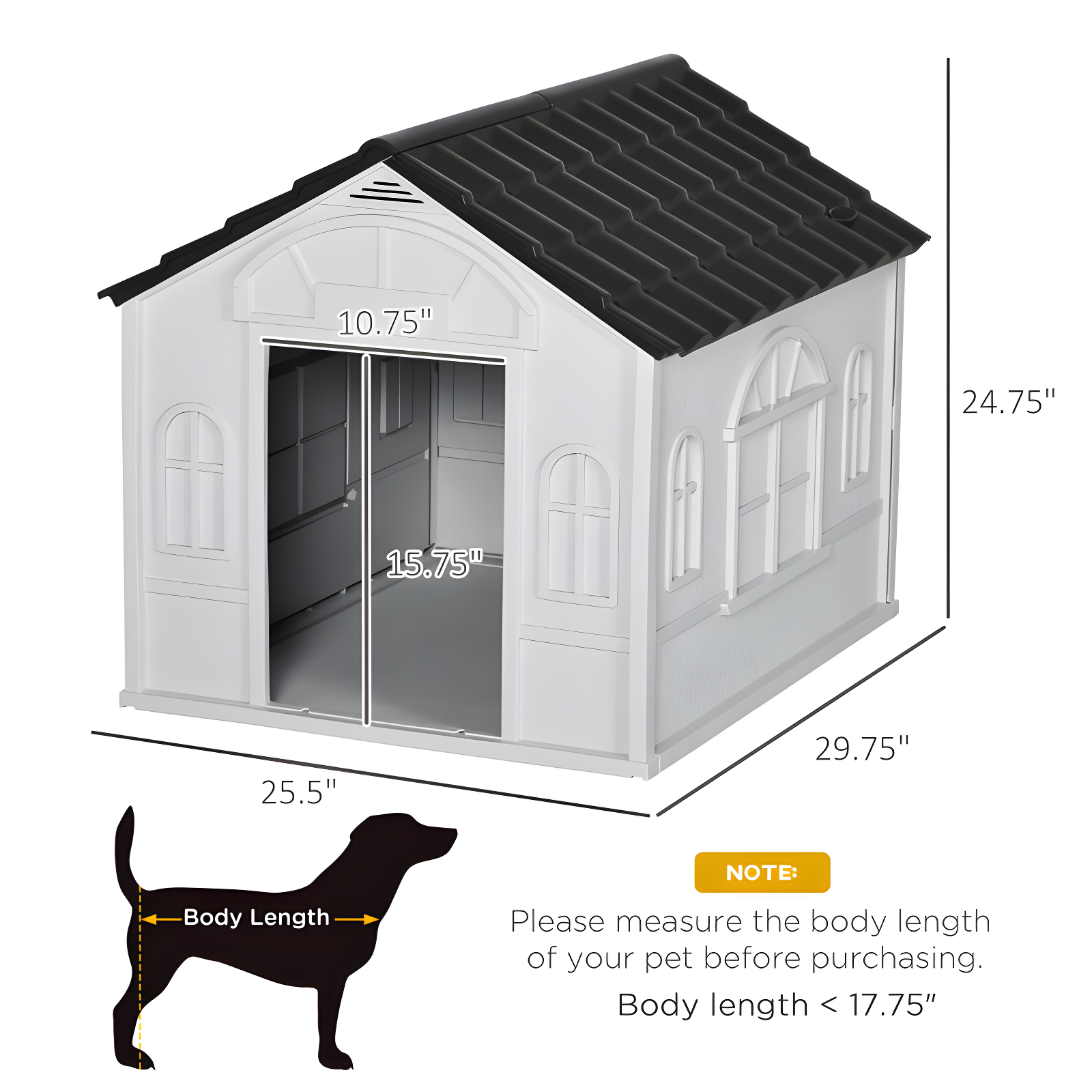Plastic Dog House with Door Indoor Outdoor Waterproof Puppy Shelter
