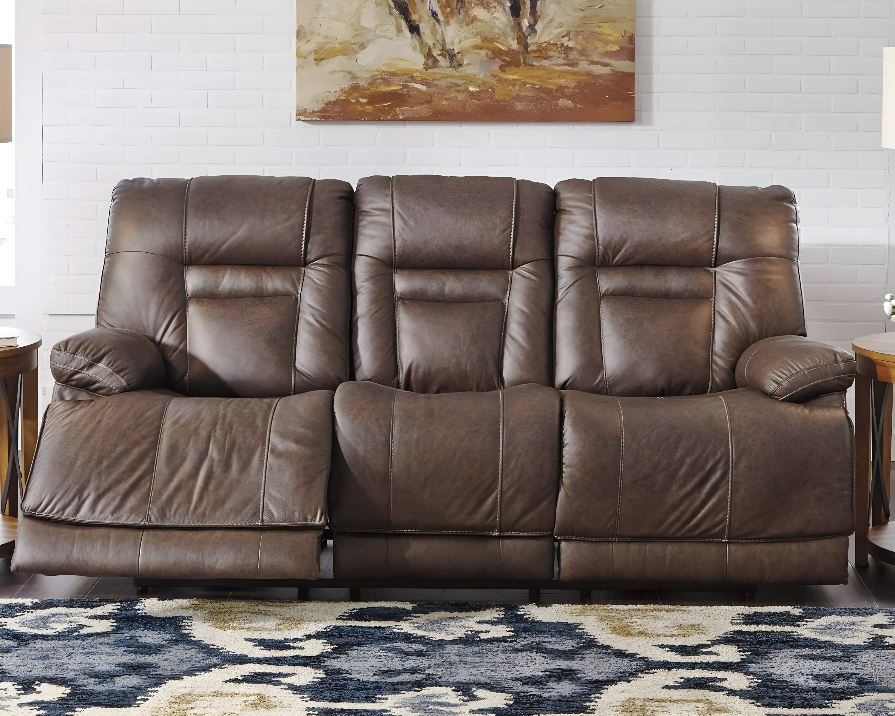 Signature Design by Ashley Wurstrow Leather Power Reclining Sofa in Umber