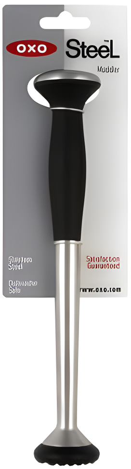 9-Inch Black and Silver Stainless Steel Muddler with Nylon Head