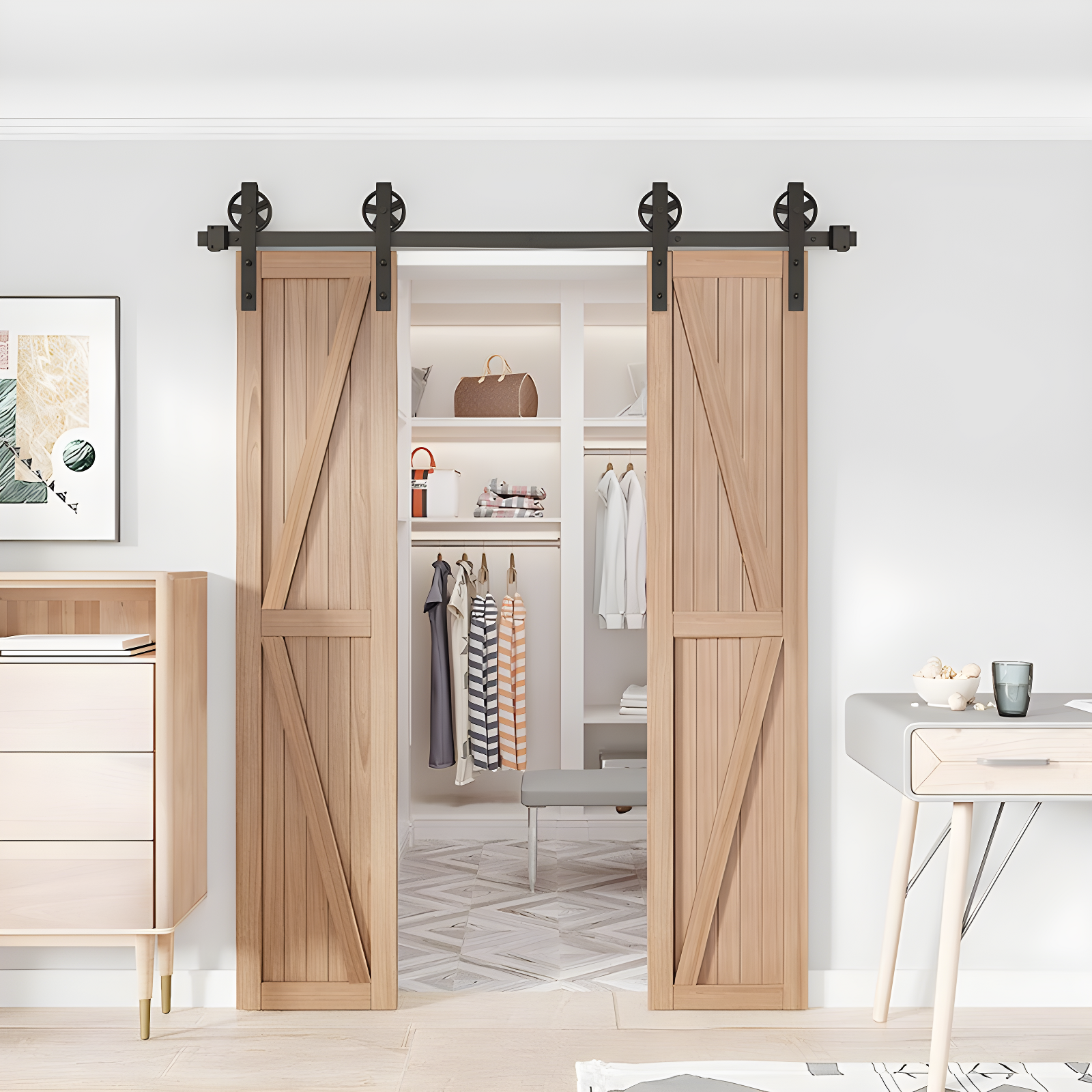 Lazio Sliding Standard Double Barn Door Hardware Kit