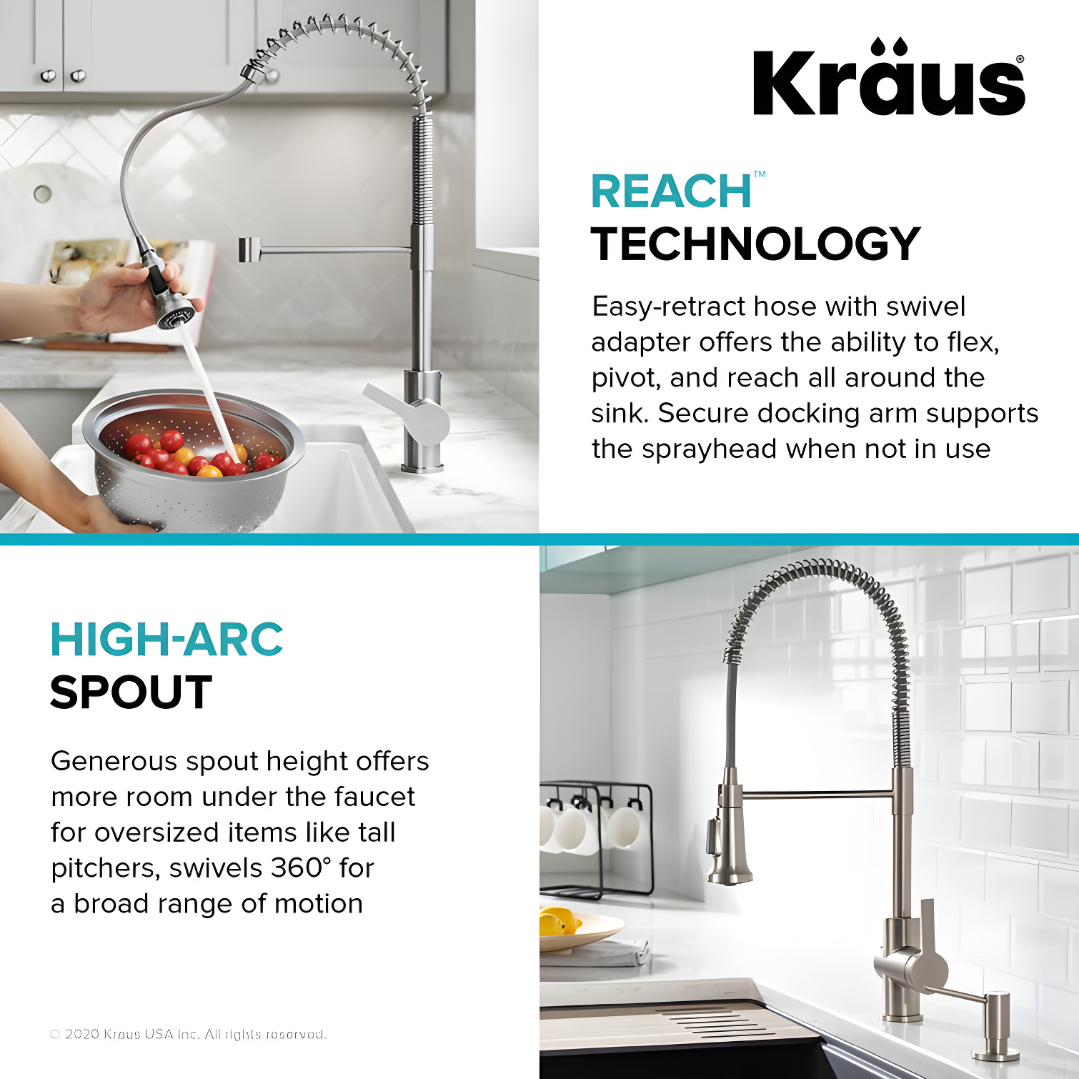 KRAUS Britt Commercial Style Single Handle Pull Down Kitchen Faucet
