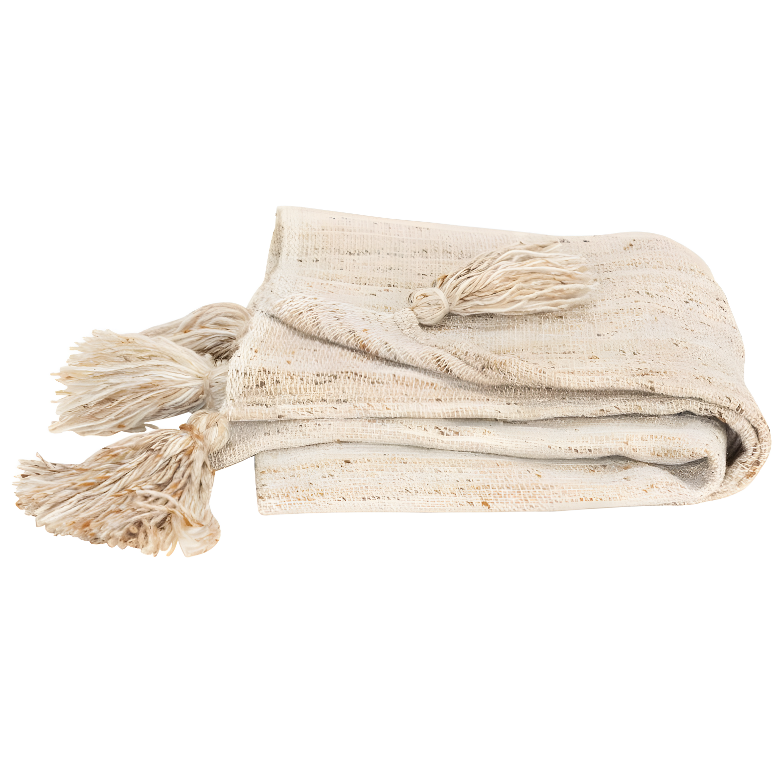 Rizzy Home 50"x60" Striped Throw Blanket Light Beige: Woven Polyester, Fringe Detail, Machine Washable