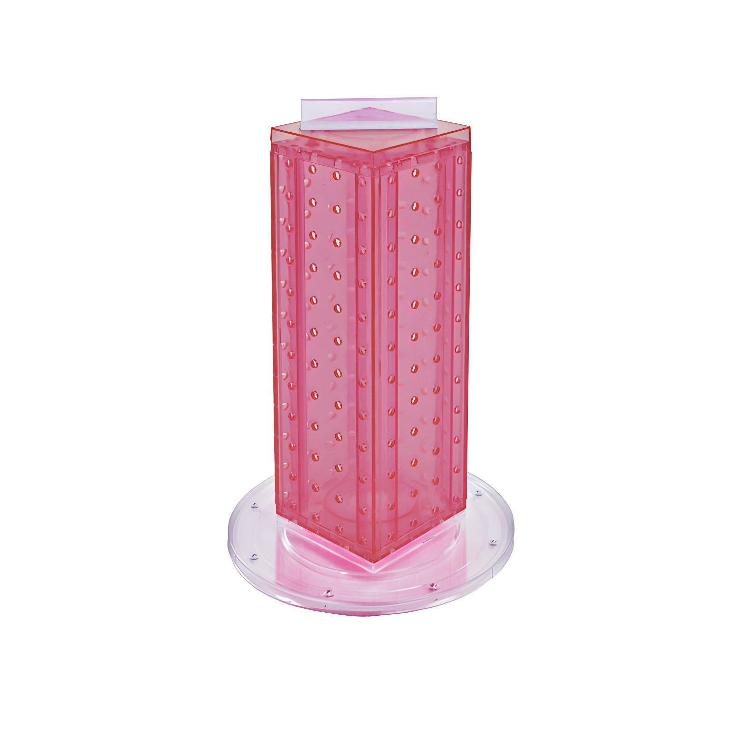 Four-sided 4"W x 12"H Pegboard Tower with Revolving 9" Base
