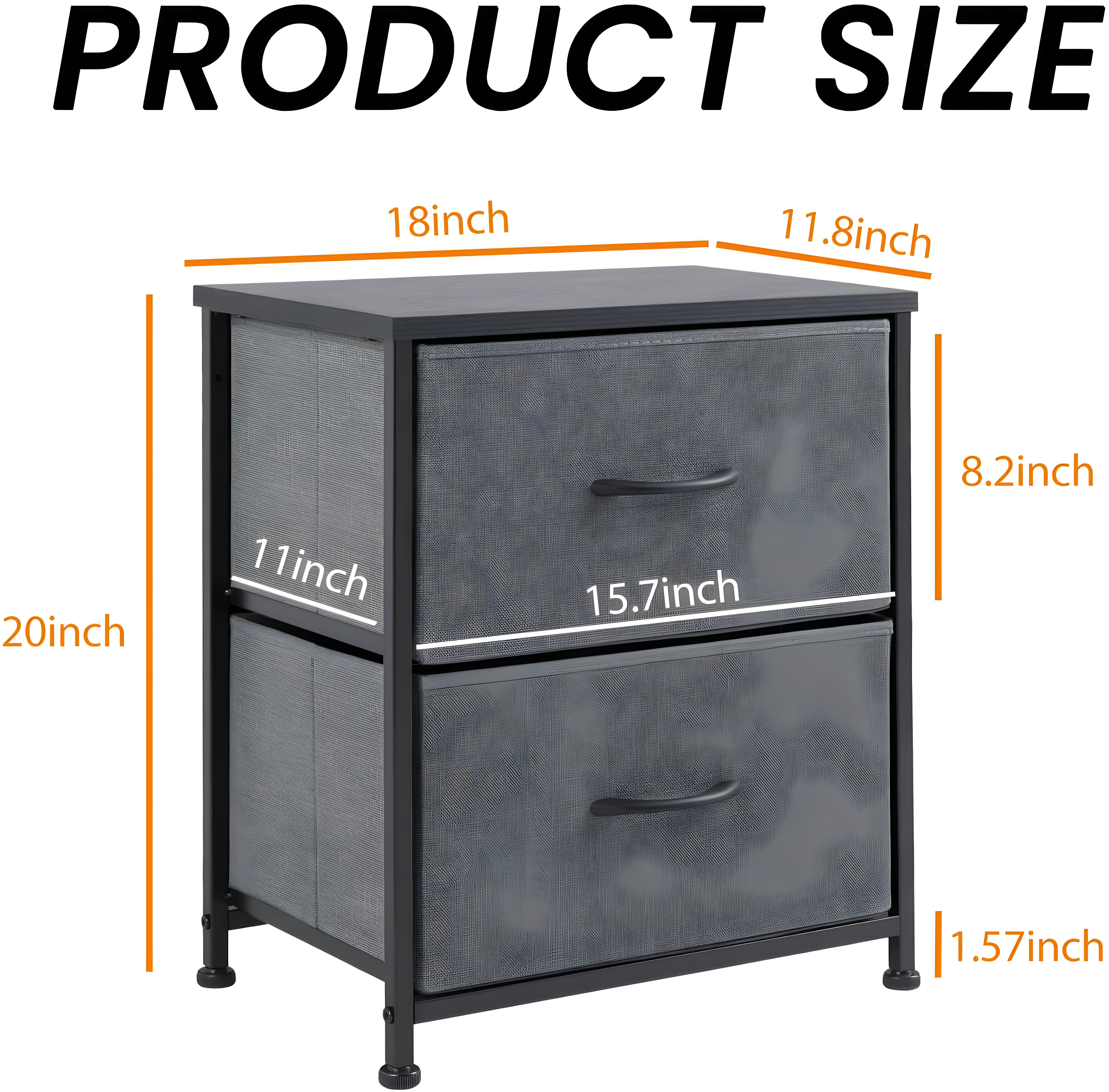 Sweetcrispy Home Furniture Nightstand with 2 Fabric Drawers, Small Dresser, Side Table, End Table, Bedside Table, Night Stands, Small Nightstand, Bedroom Furniture for Living Room