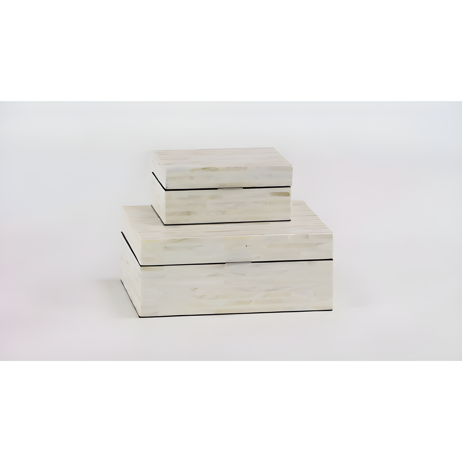 Set of 2 Shell Mosaic Patterned Wood Box White - Olivia & May