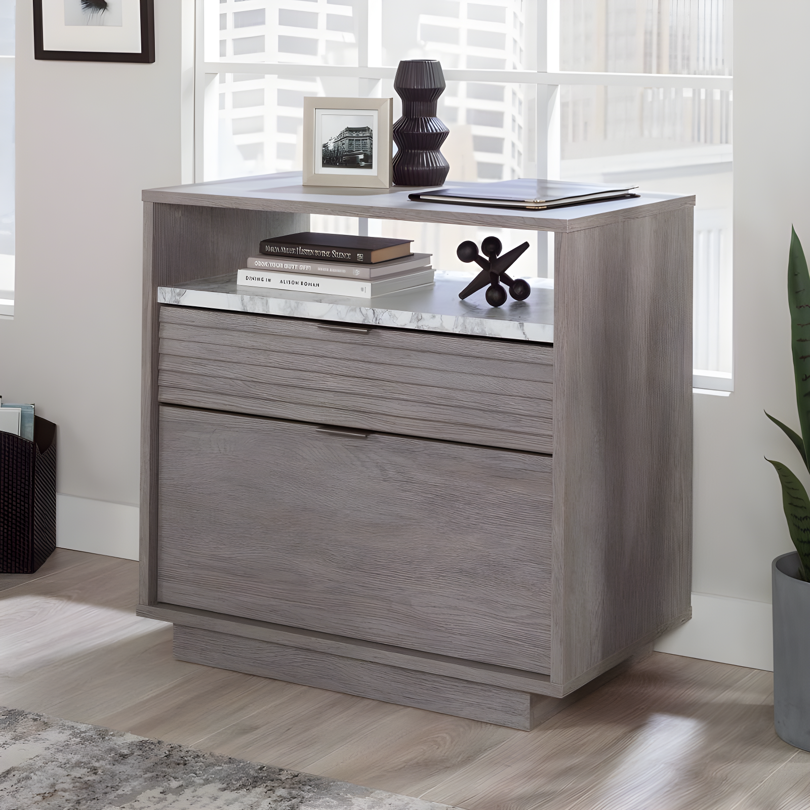 East Rock 2Drawer File Cabinet Ashen Oak - Sauder: MDF Frame, Paper Laminate Surface, CPSIA Certified