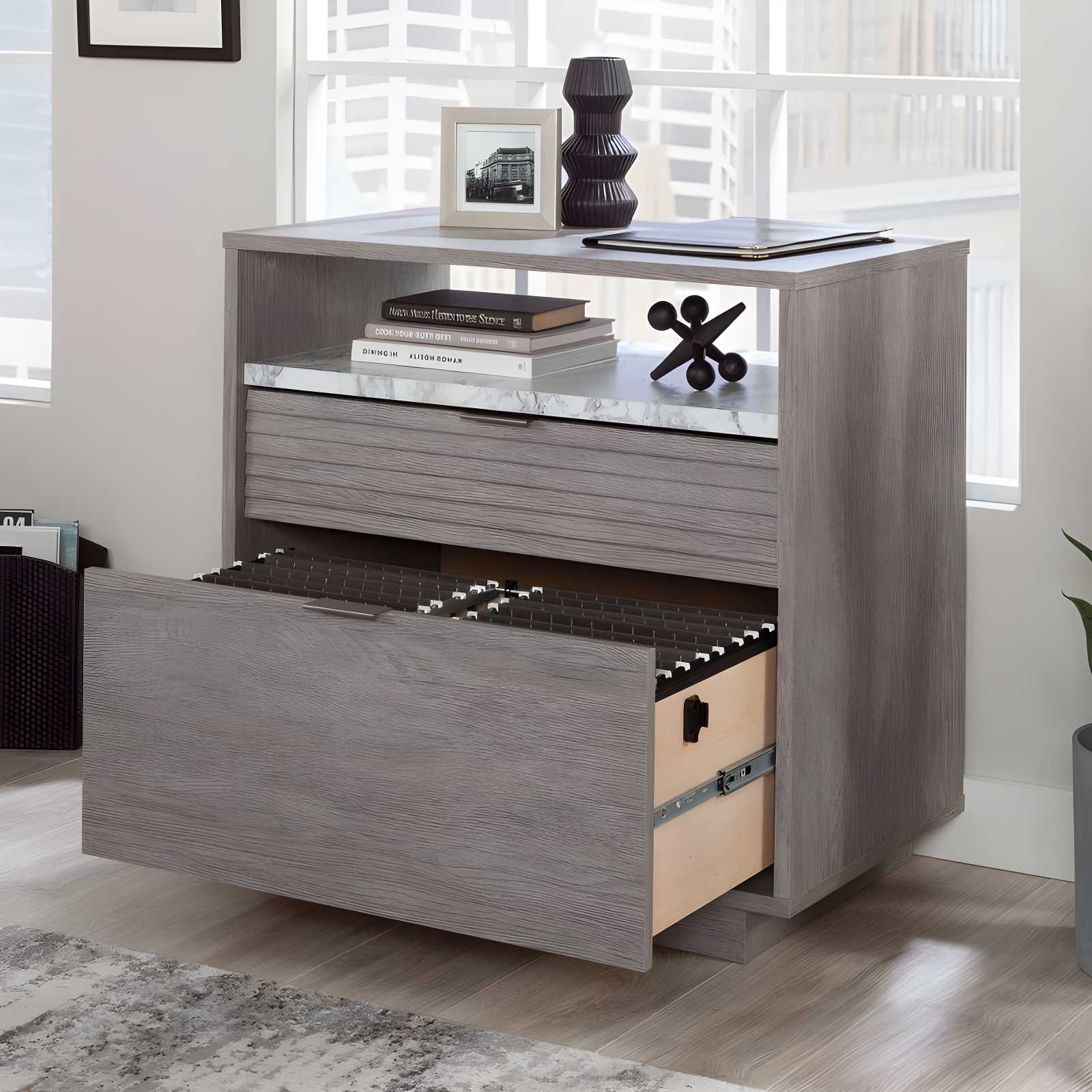 East Rock 2Drawer File Cabinet Ashen Oak - Sauder: MDF Frame, Paper Laminate Surface, CPSIA Certified