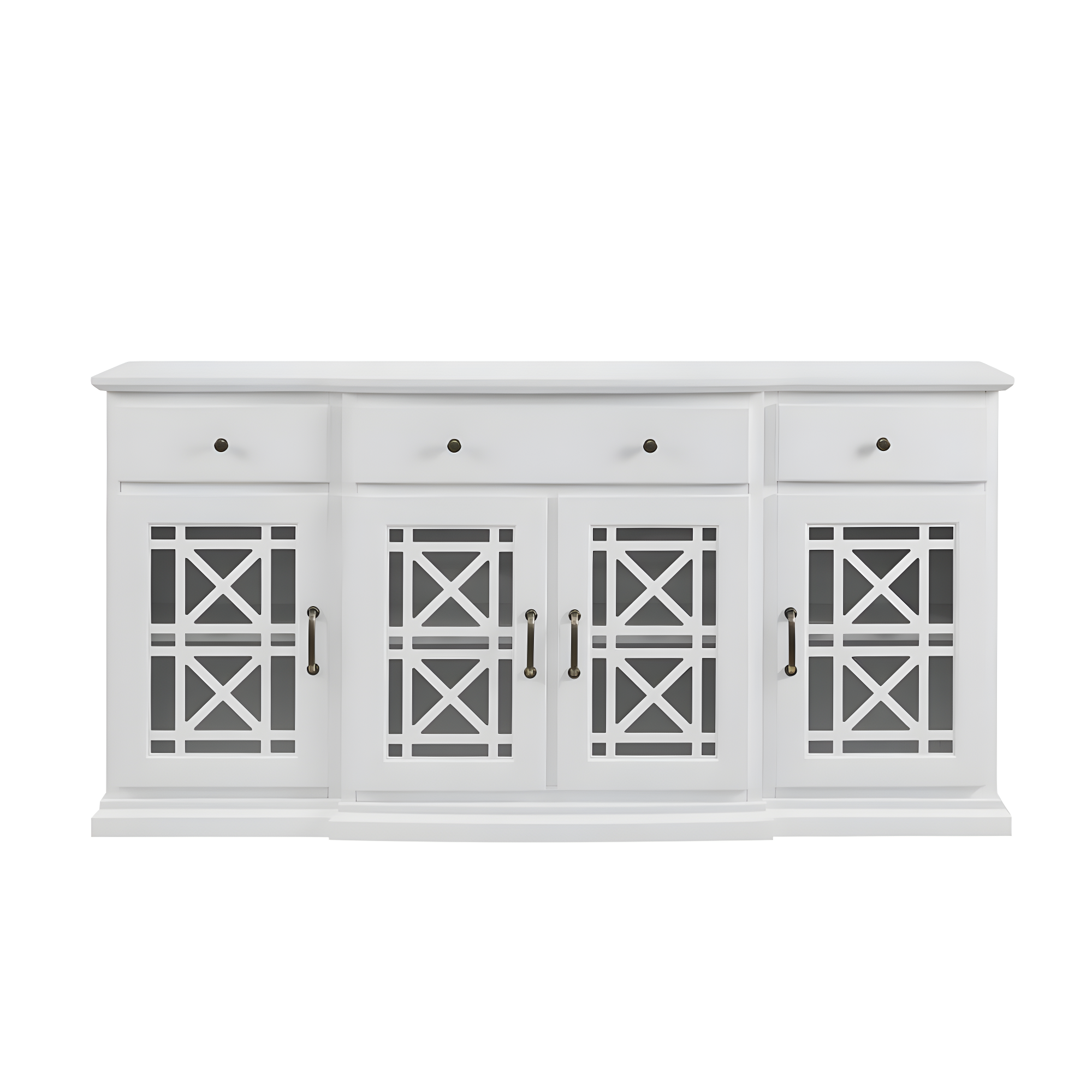 Walker Edison Traditional Fretwork TV Stand, White