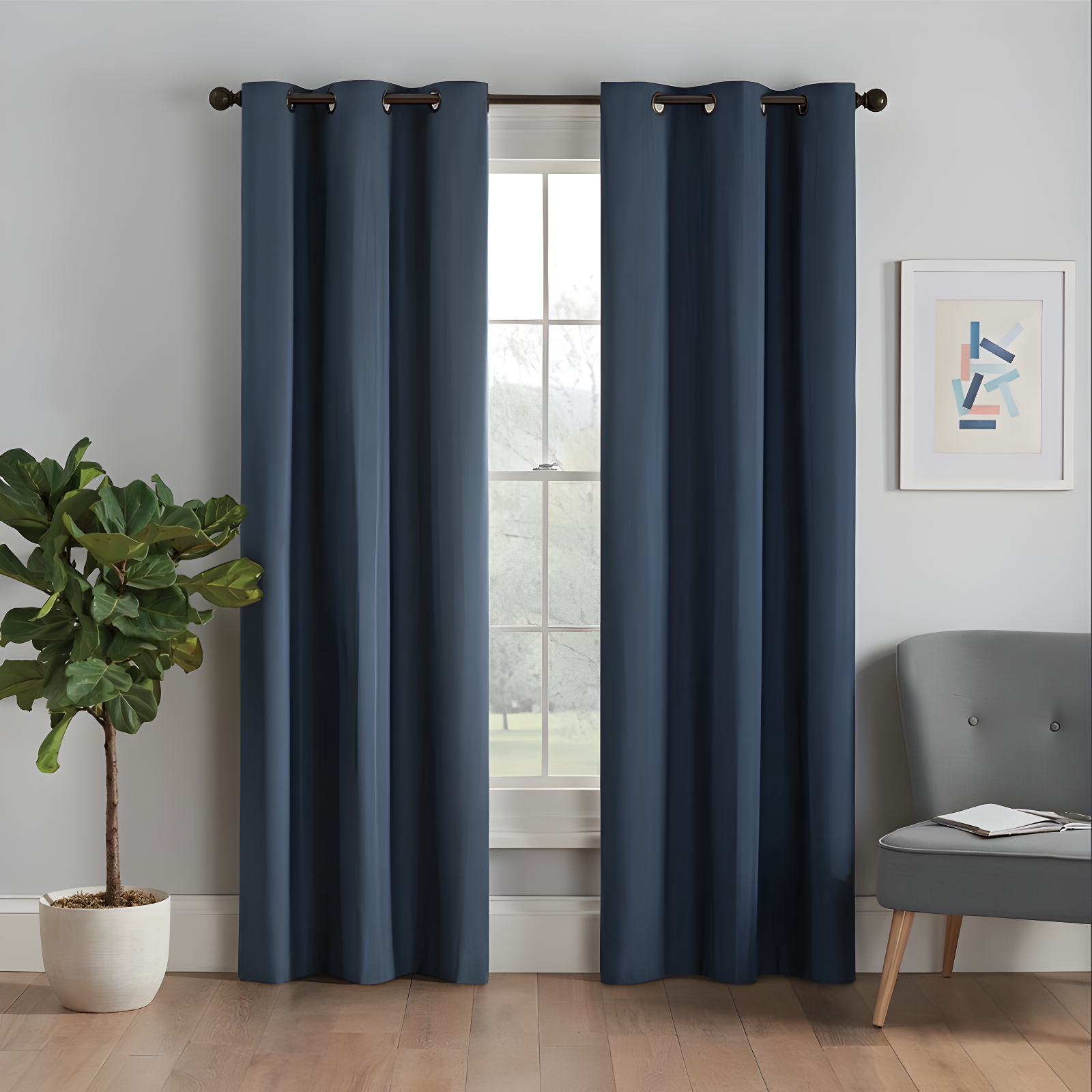 Eclipse Microfiber Blackout Grommet Curtains, Solid Thermaback Window Curtains
