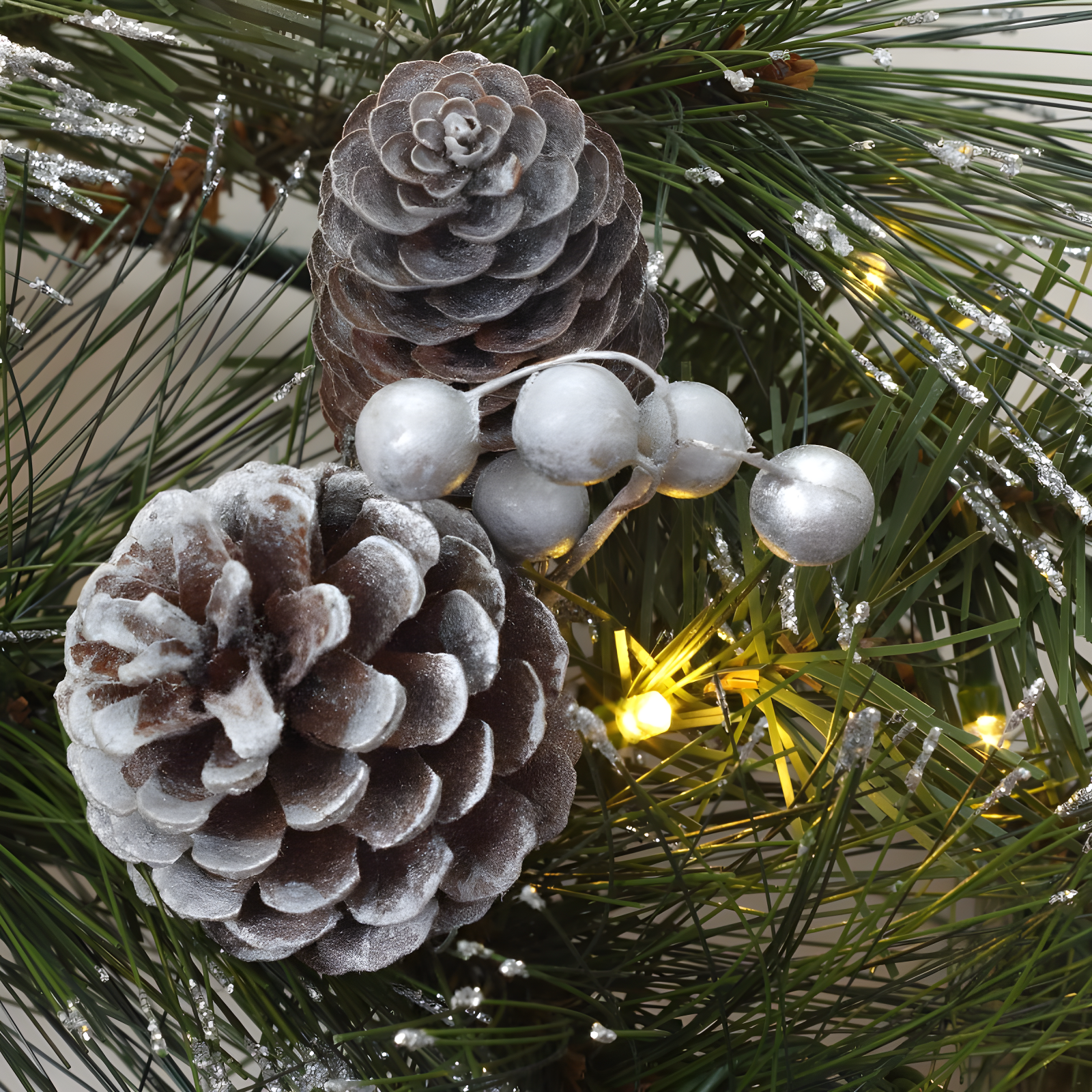 24" Prelit LED Whitter Pine Wreath Warm White Lights - National Tree Company