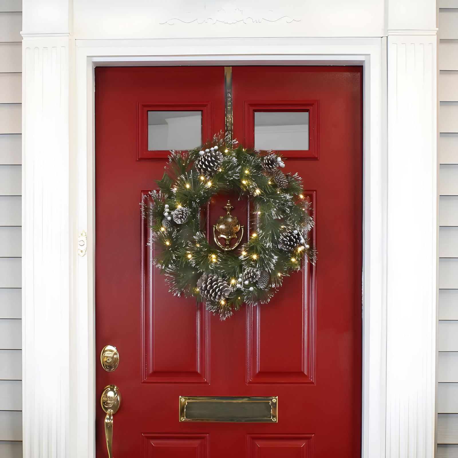24" Prelit LED Whitter Pine Wreath Warm White Lights - National Tree Company