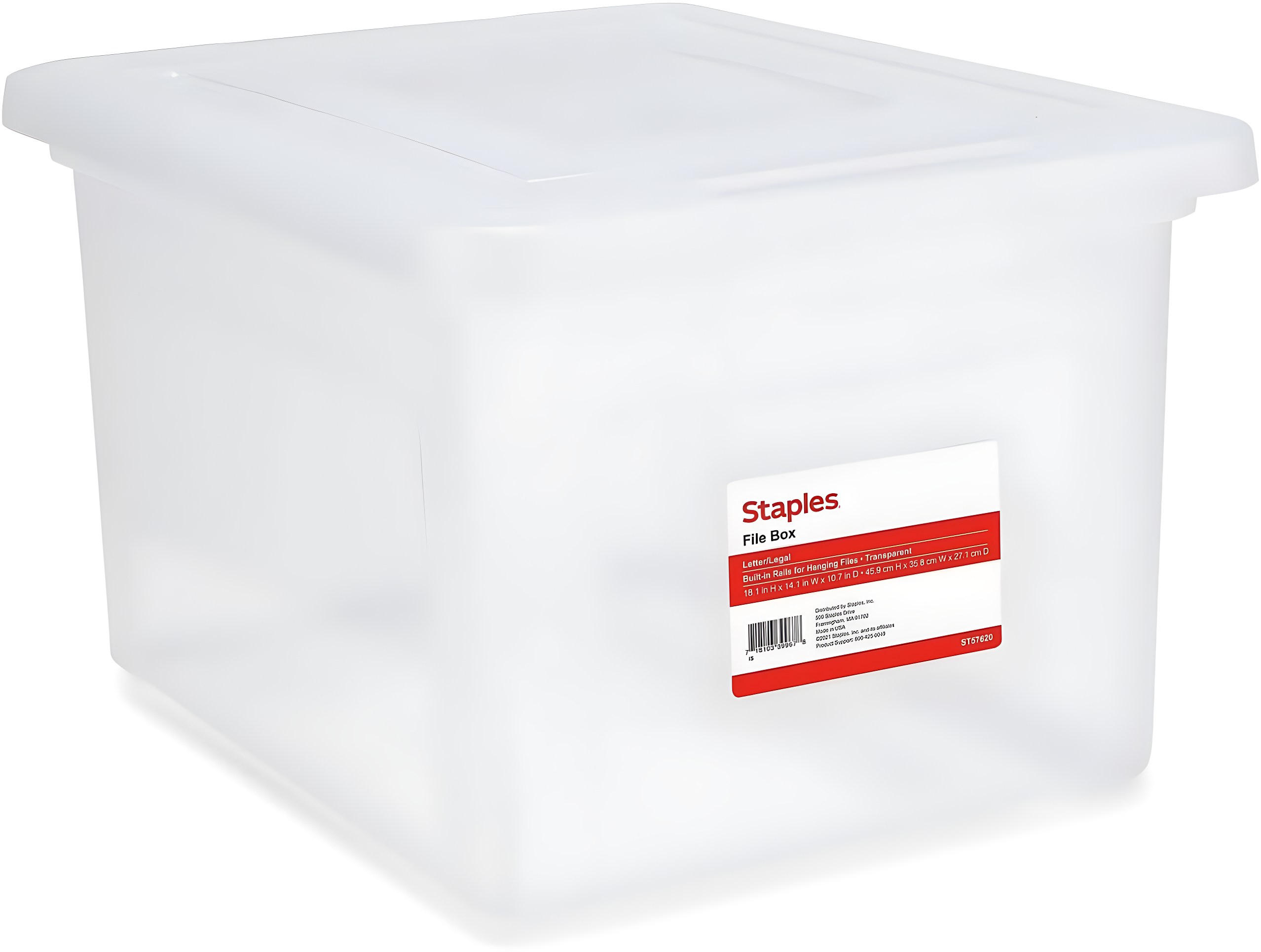 Staples File Box Plastic File Box Snap Letter/Legal Size Clear (140168/140139)