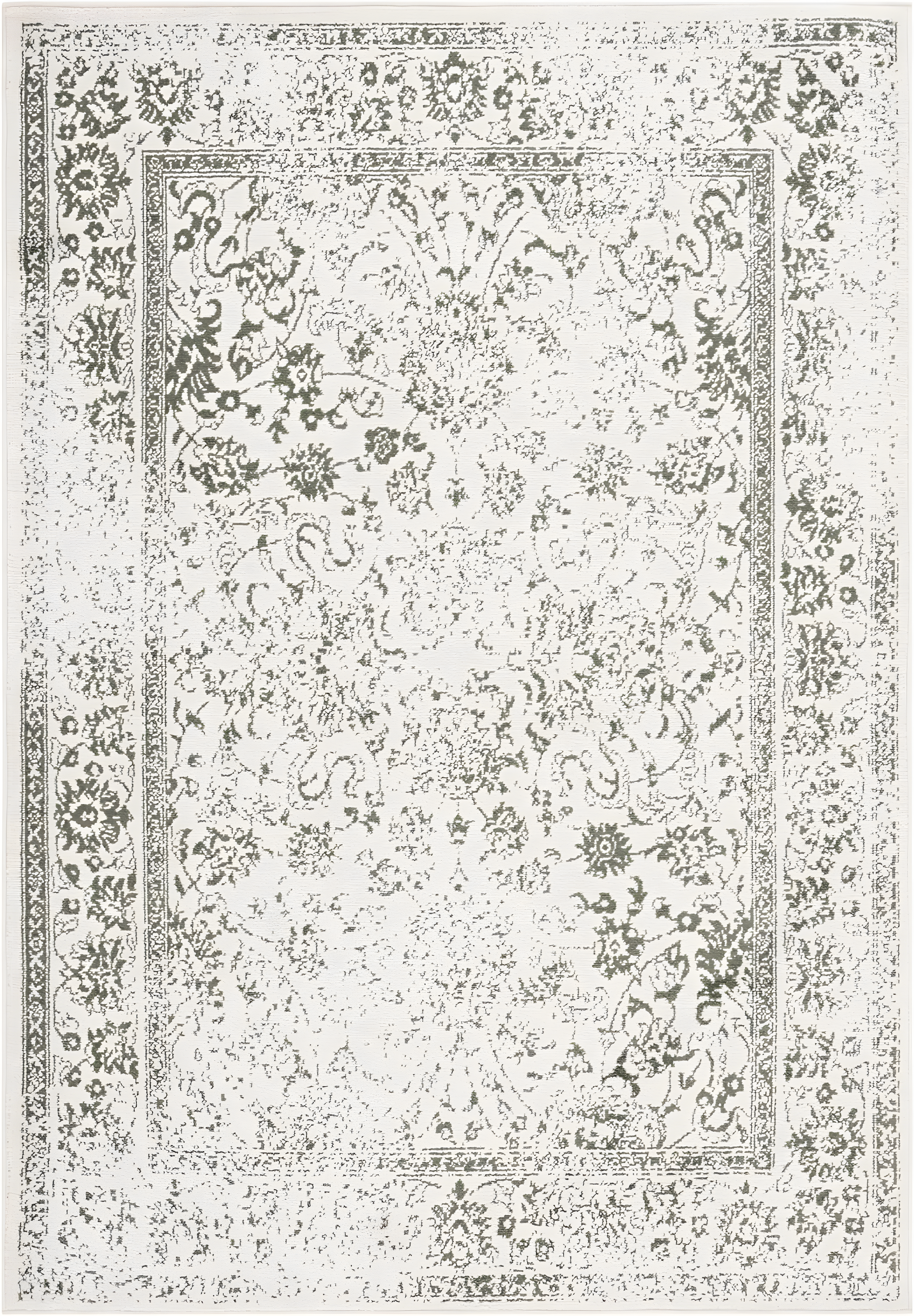 SAFAVIEH Adirondack Wyatt Distressed Area Rug, Ivory/Dark Green, 6' x 6' Square