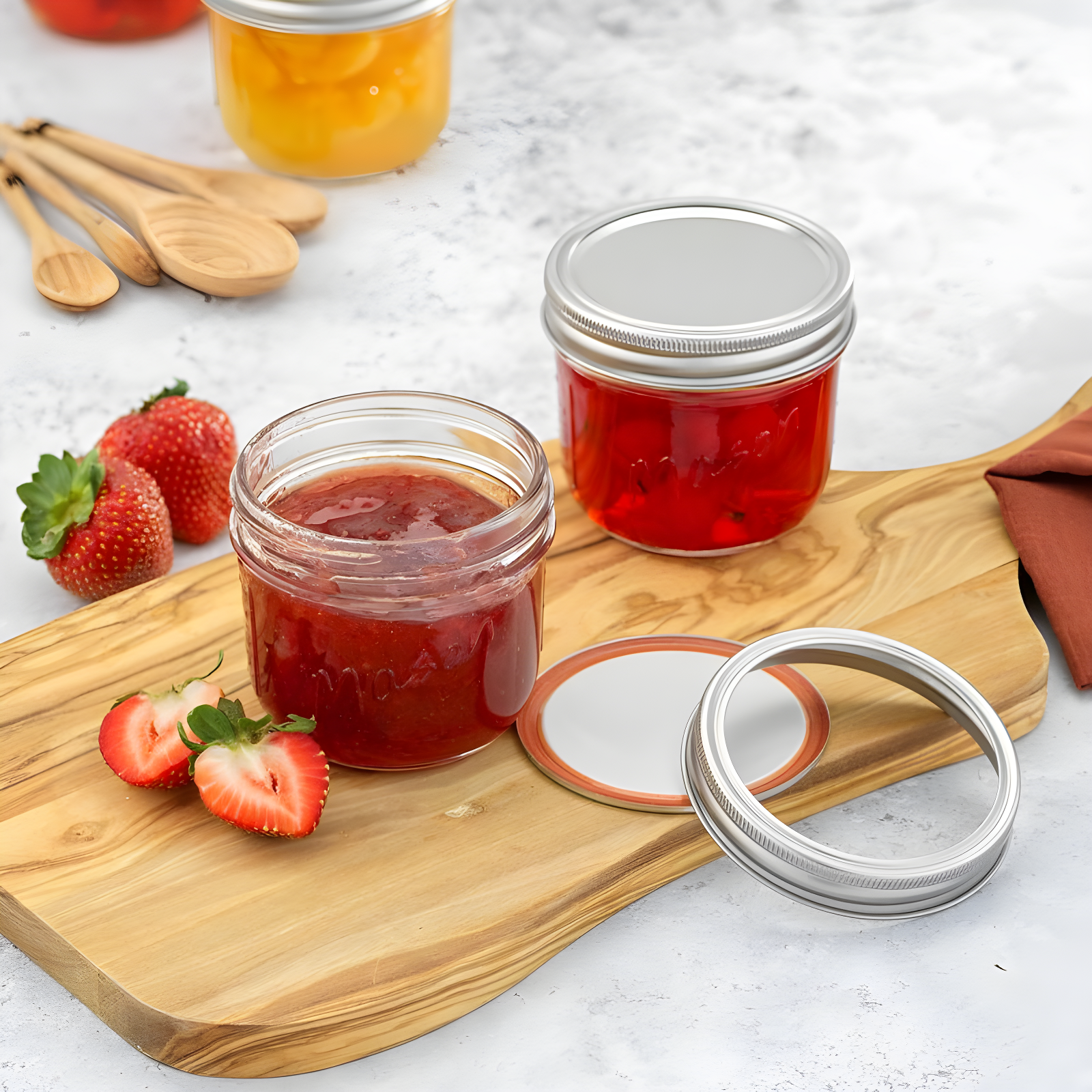 JoyJolt Wide Mason Jars with Airtight Lids, Labels and Measures - 8 oz - Set of 6