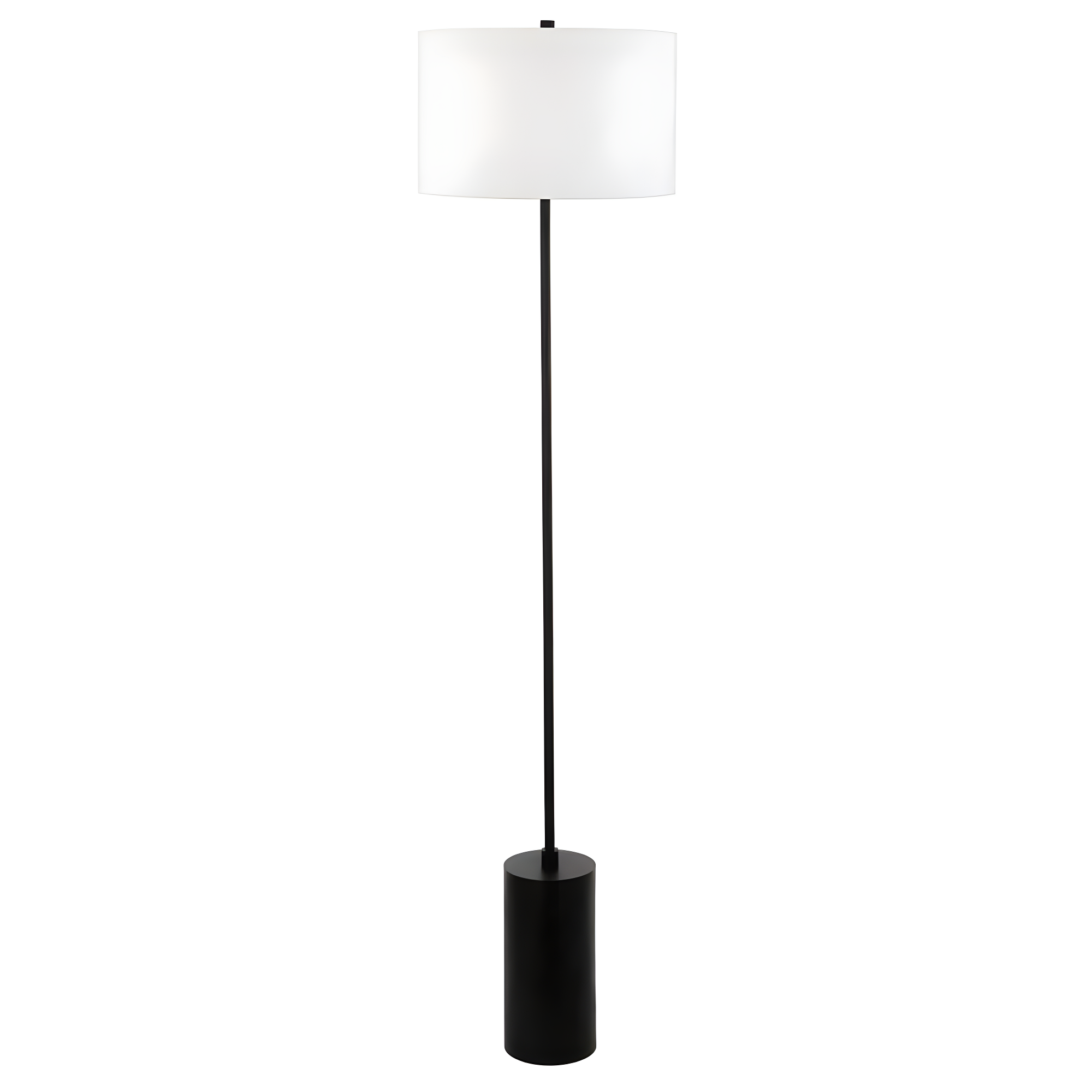 Evelyn&Zoe Somerset 64" Tall Floor Lamp with Drum Fabric Shade, Blackened Bronze/White