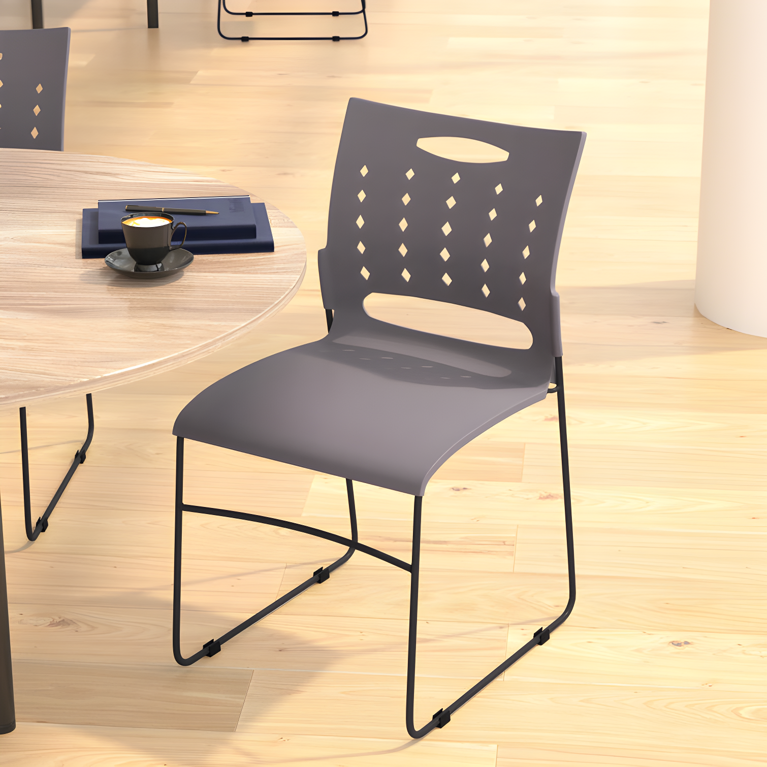 Flash Furniture 881 lb. Capacity Sled Base Stack Chair with Carry Handle and Air-Vent Back
