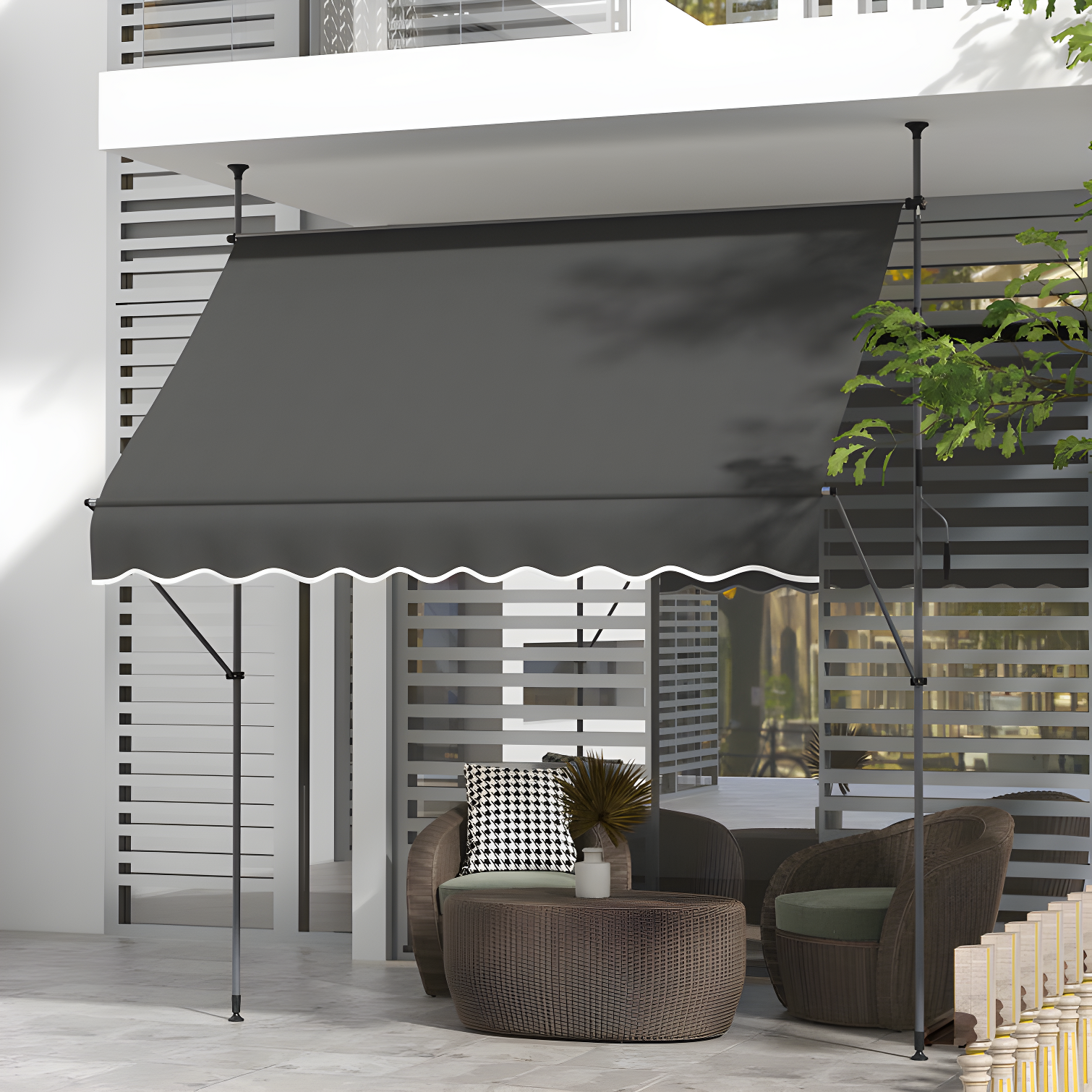 Outsunny D Polyester Cover Retractable Patio Awning