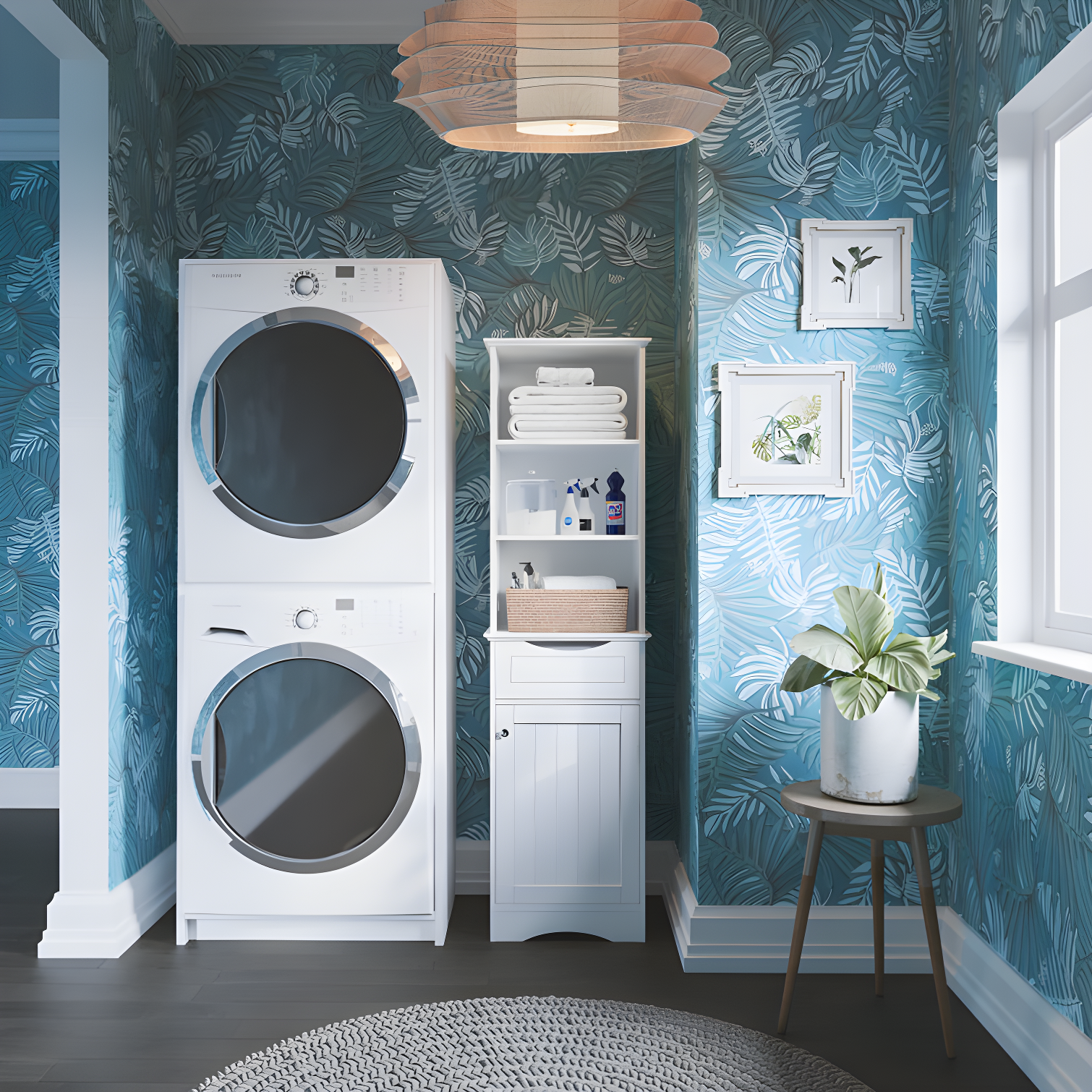 RiverRidge Ashland Tall Bathroom Storage Linen Cabinet and Organizer with Drawer and Shelves
