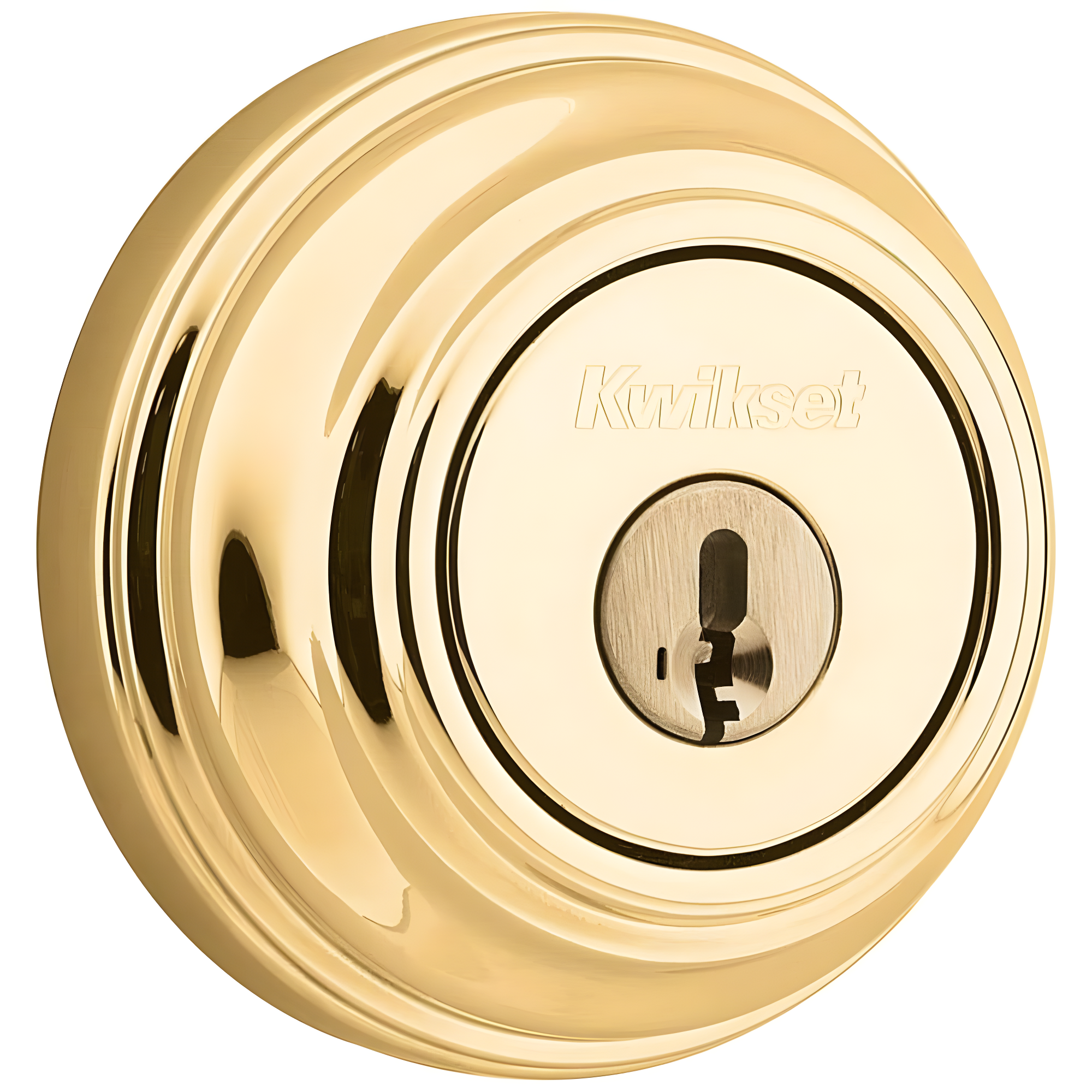 980 Deadbolt, Keyed One Side, featuring SmartKey Security™ in Polished Brass