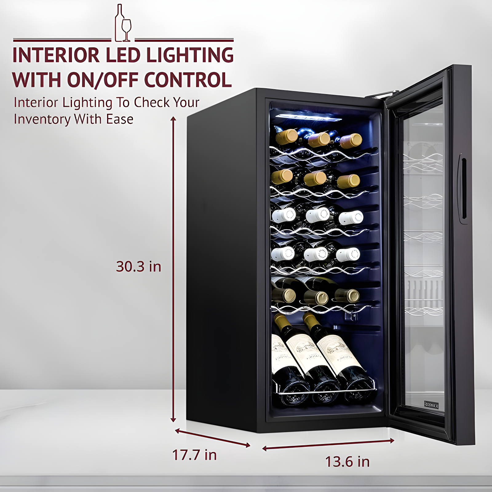 Schmecke 13.6 in. 18 Bottle Compressor Freestanding Wine and Beverage Cooler