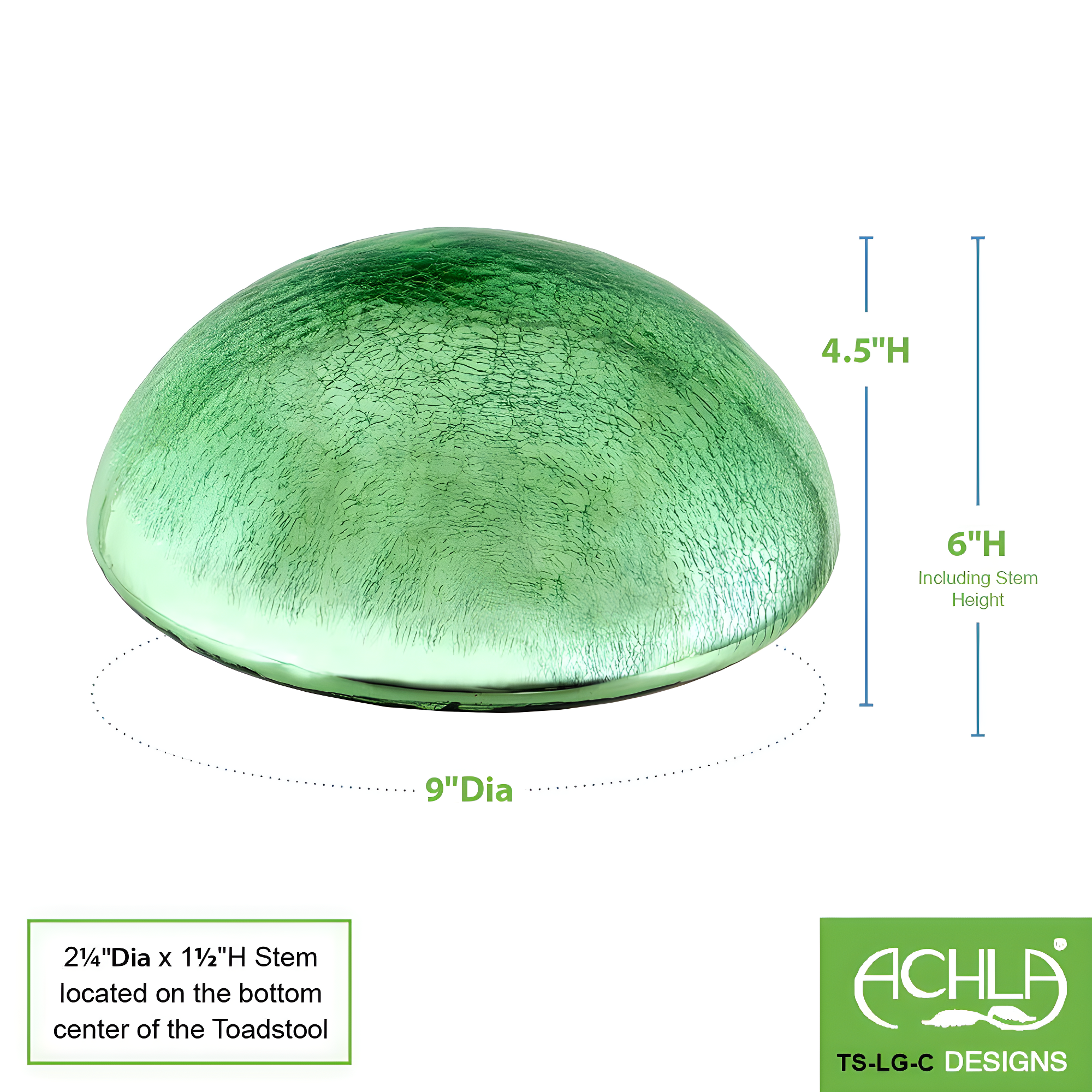 Achla Designs Crackle Glass Garden Toadstool Gazing Ball, Light Green