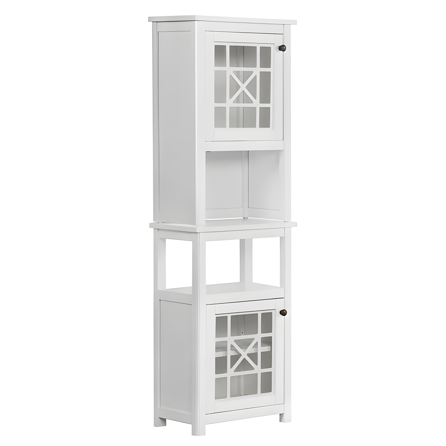 Rosalind Wheeler Hembree 17"W 58"H Traditional Style Free-Standing Bathroom Cabinet With Storage Hutch