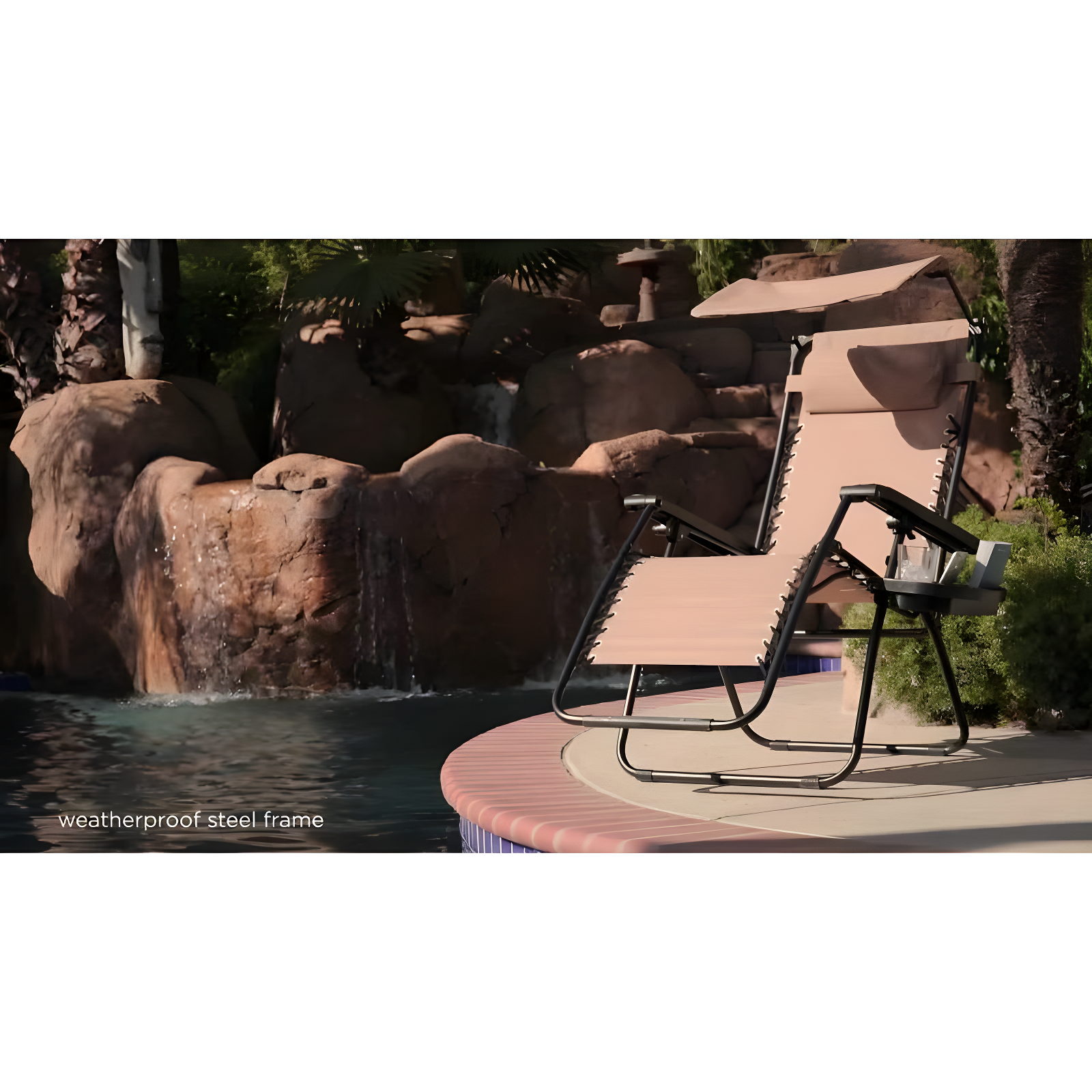 Best Choice Products Folding Zero Gravity Recliner Patio Lounge Chair w/ Canopy Shade, Headrest, Tray - Cobalt Blue