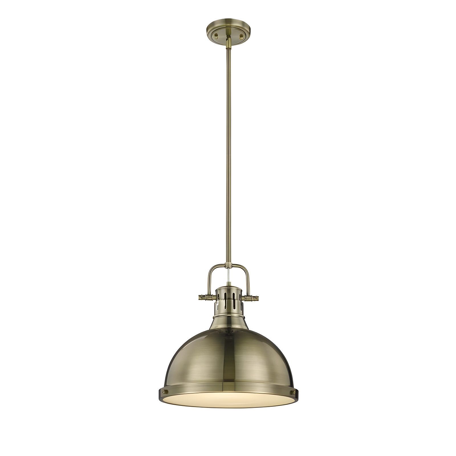 Golden Lighting Duncan 1-Light Large Pendant in Chrome with Red
