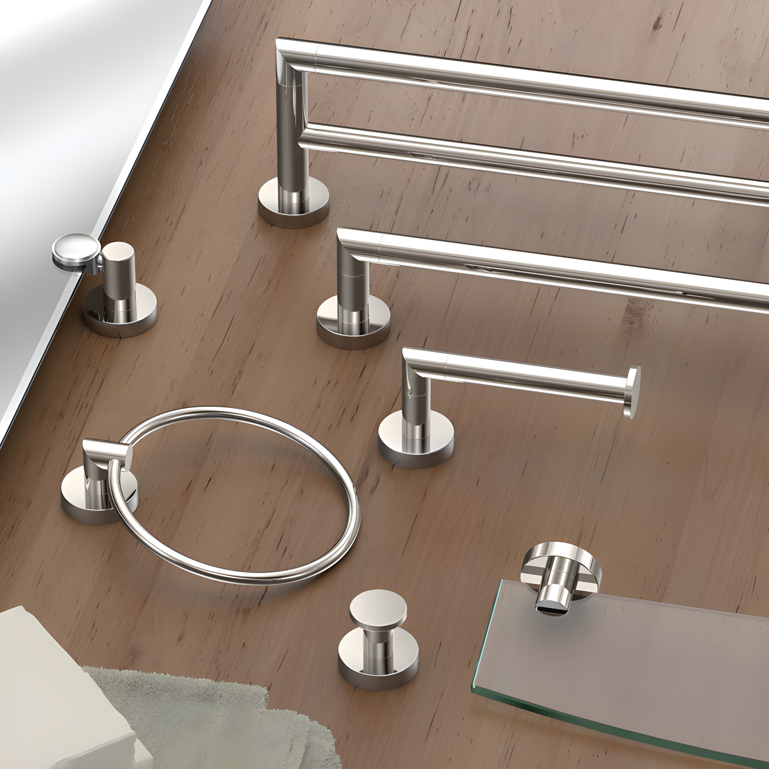 Glam Wall Mounted Tempered Glass Shelf | Bathroom Floating Glass Shelf