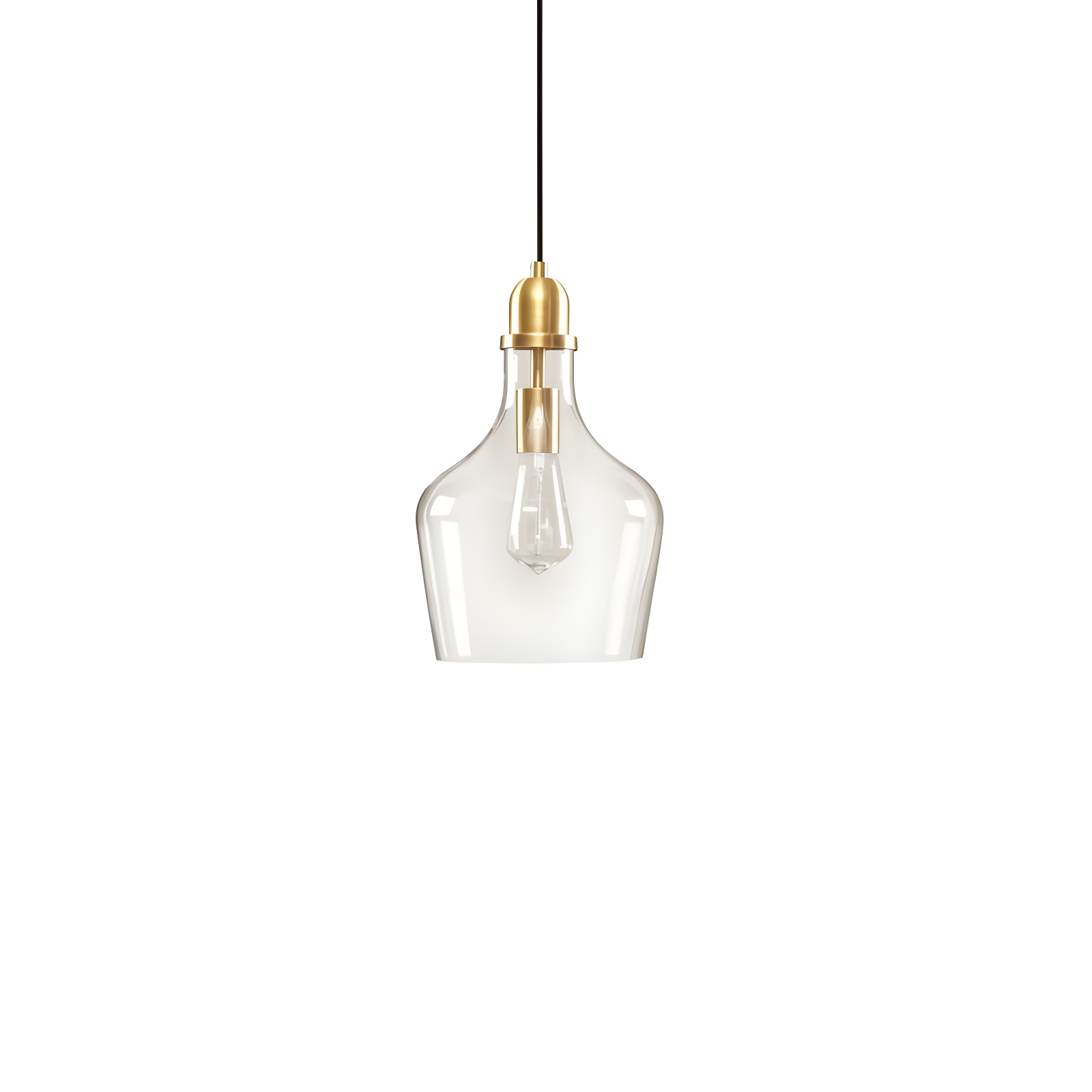 Ink+Ivy 9"x95.5" Auburn Bell Shaped Hanging Glass Simple Industrial Pendant Light Gold: Modern Ceiling Fixture, 60W E26, Adjustable Height