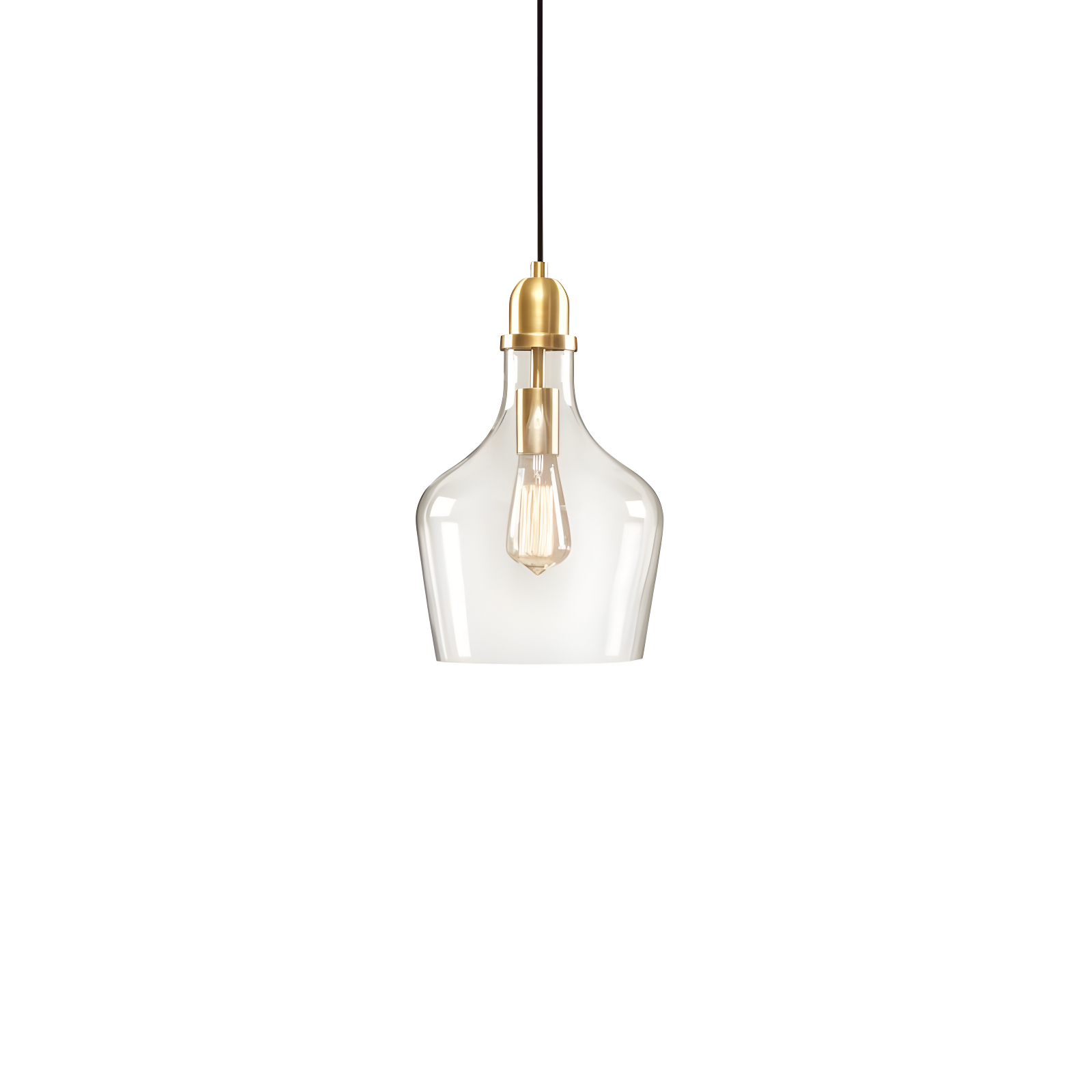 Ink+Ivy 9"x95.5" Auburn Bell Shaped Hanging Glass Simple Industrial Pendant Light Gold: Modern Ceiling Fixture, 60W E26, Adjustable Height