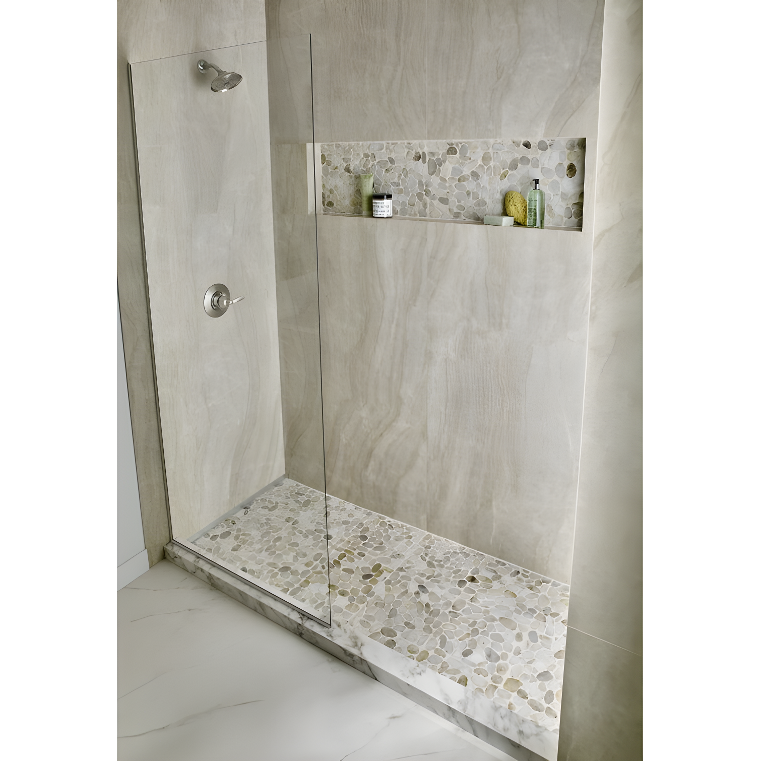 12" x 12" Natural Stone Pebbles/Rocks Mosaic Floor & Wall Tile