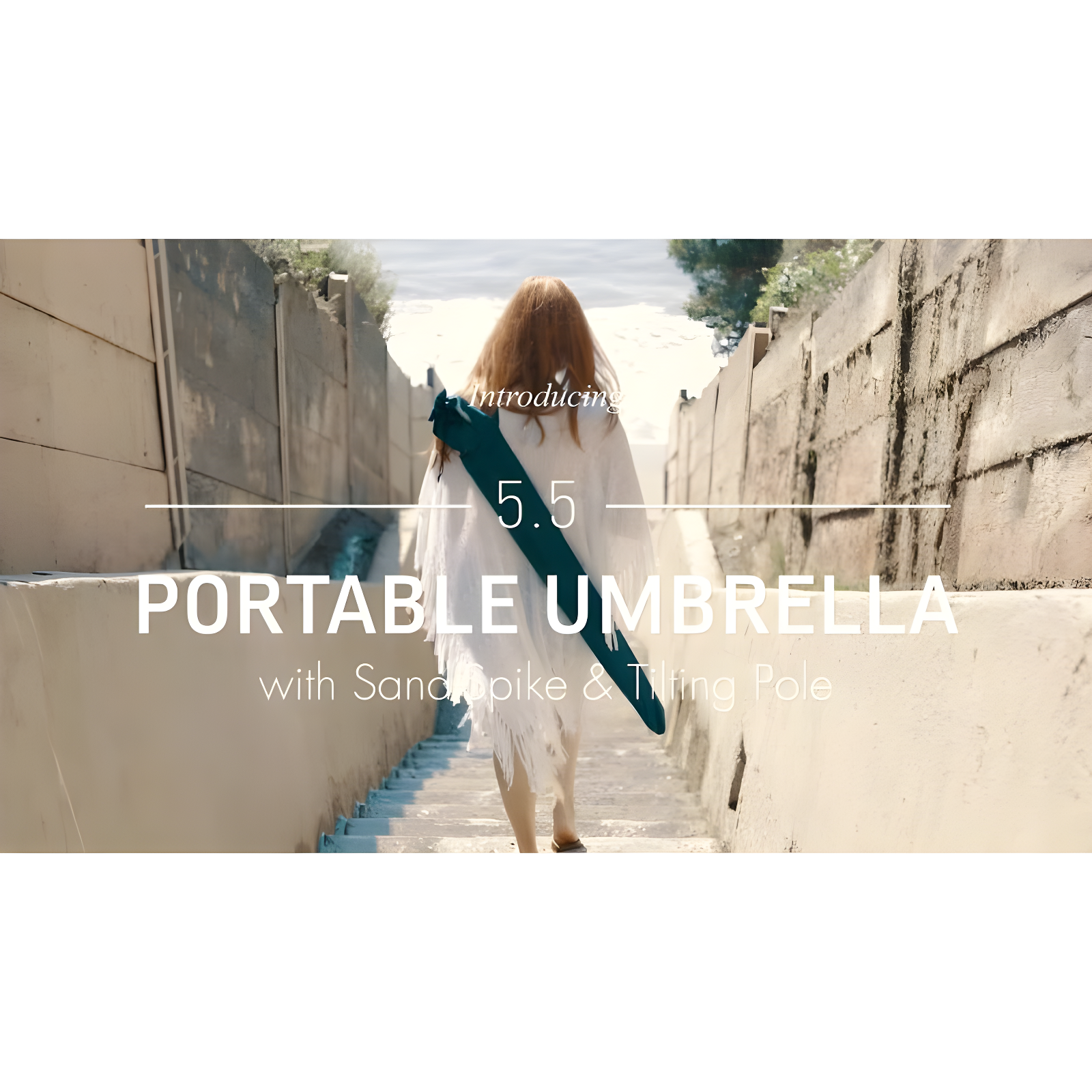 Oniva Portable Beach Stick Umbrella - Yellow Cabana Stripe