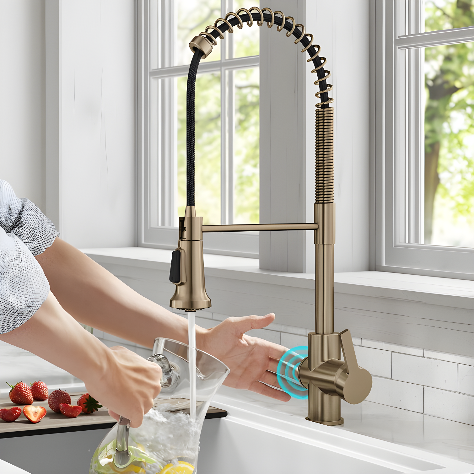 KRAUS Britt Touchless Sensor Commercial Single Handle Pull Down Kitchen Faucet