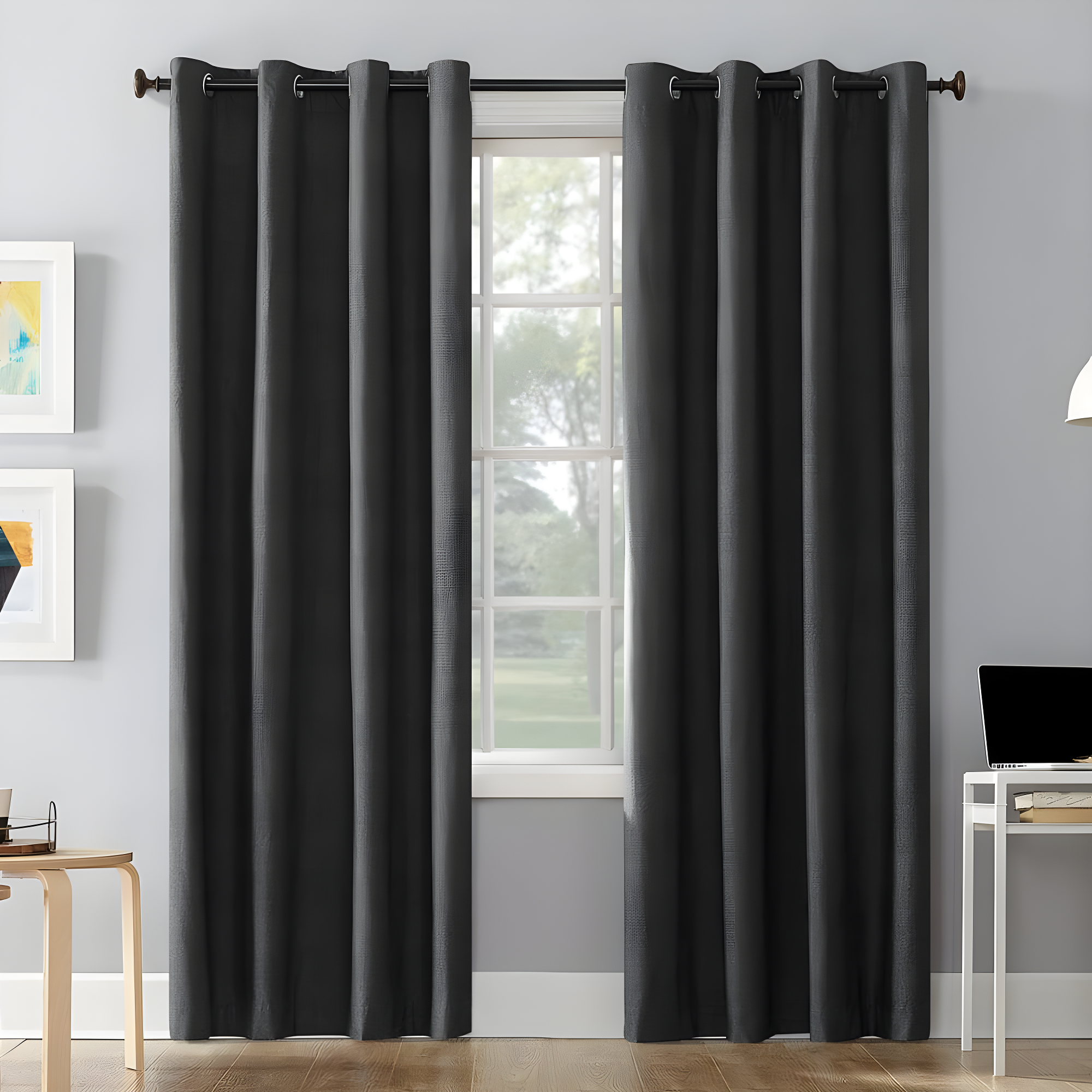 Sun Zero Duran Thermal Insulated 100% Blackout Grommet Curtain Panel, 50"X108", Charcoal (Single Panel)