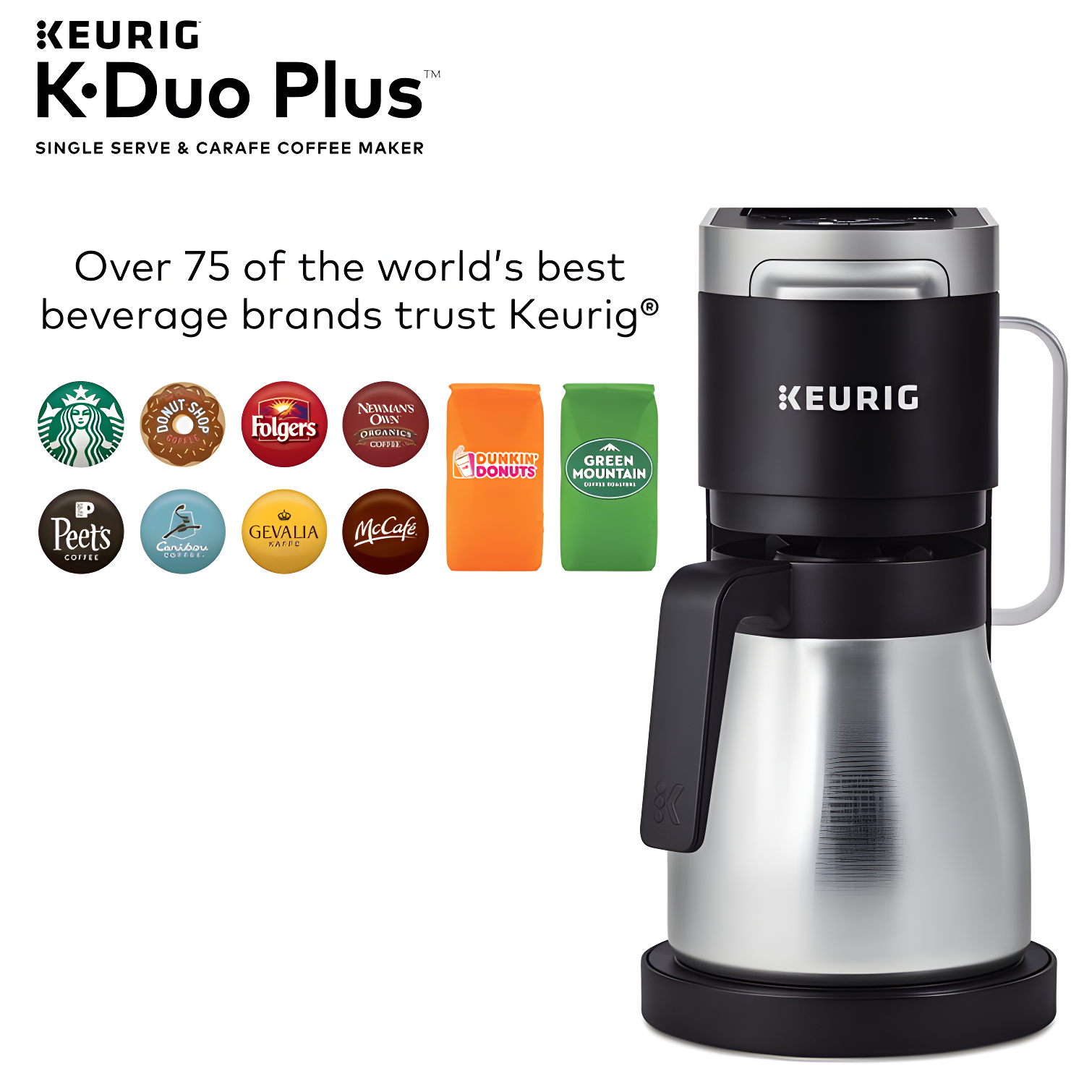 Keurig K-Duo Plus Coffee Maker, with Single-Serve K-Cup Pod, and 12 Cup Carafe Brewer