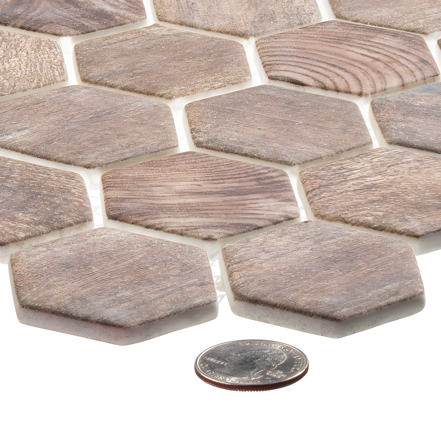 Terrain 2'' Hex Glass Mosaic Kitchen Backsplash, Bathroom, Shower, Wall and Floor Tile