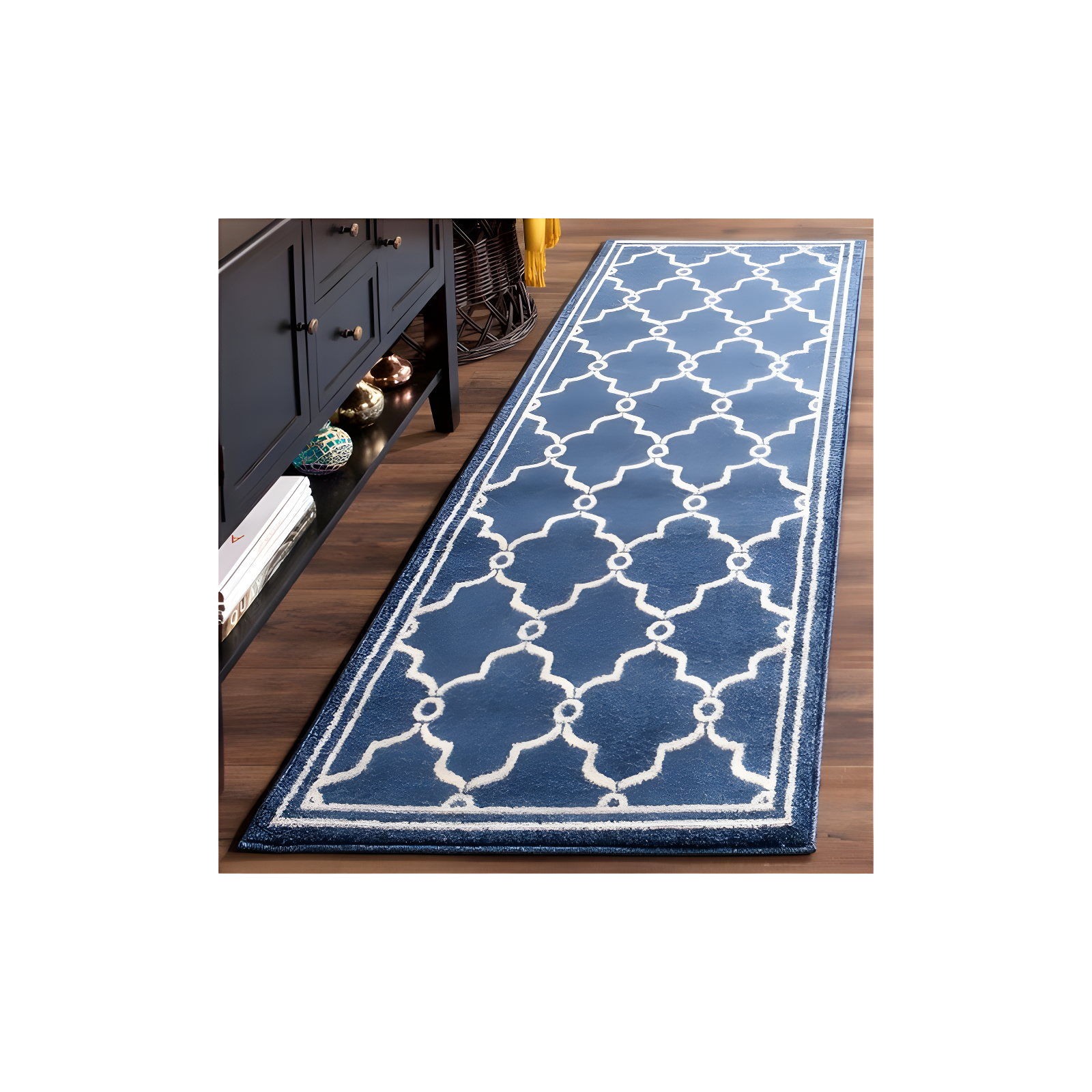 Amherst AMT414 Power Loomed Indoor Runner Rug - Navy/Beige - 2'3"x7' - Safavieh