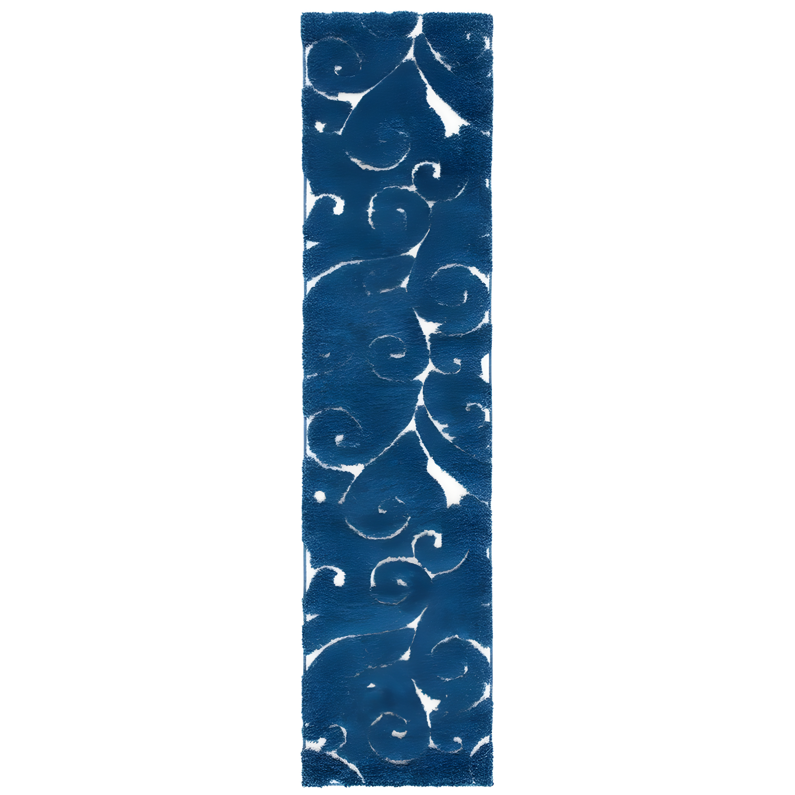 Florida Shag SG455 Power Loomed Indoor Runner Rug - Dark Blue/Cream - 2'3"x9' - Safavieh.