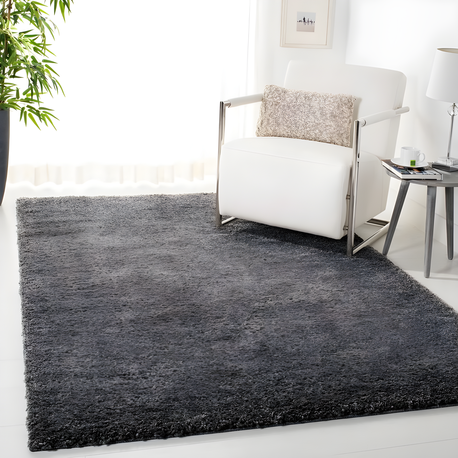 August Shag 900 AUG900 Power Loomed Indoor Area Rug - Grey - 4'x6' - Safavieh