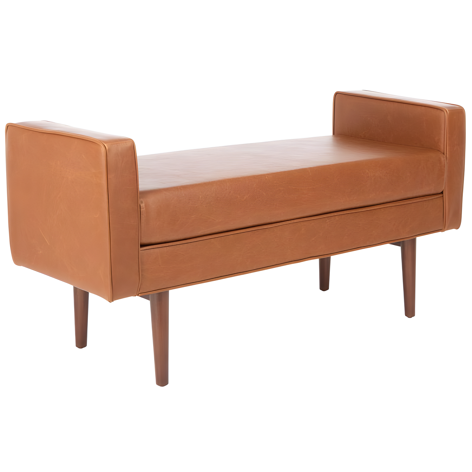 Henri Mid-Century Bench - Light Brown/Walnut - Safavieh