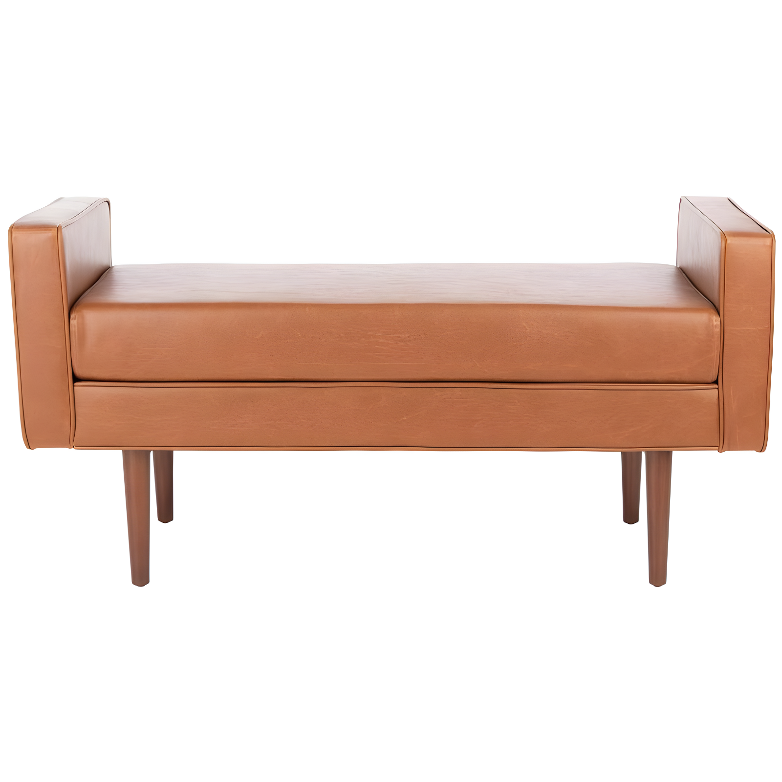 Henri Mid-Century Bench - Light Brown/Walnut - Safavieh