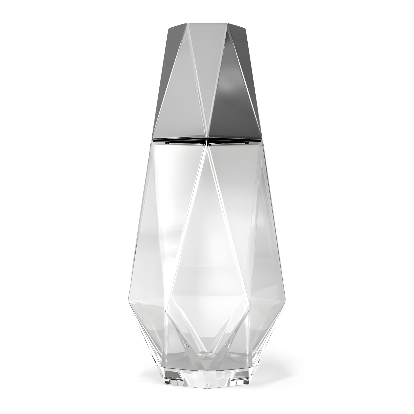 Fifth Avenue Crystal Geometric Bedside Night Water Carafe and Tumbler Lid, 2-Piece,Silver