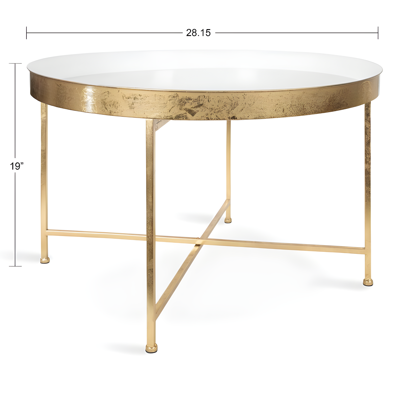 Kate and Laurel Celia Round Metal Coffee Table, 28.25x28.25x19, White and Gold
