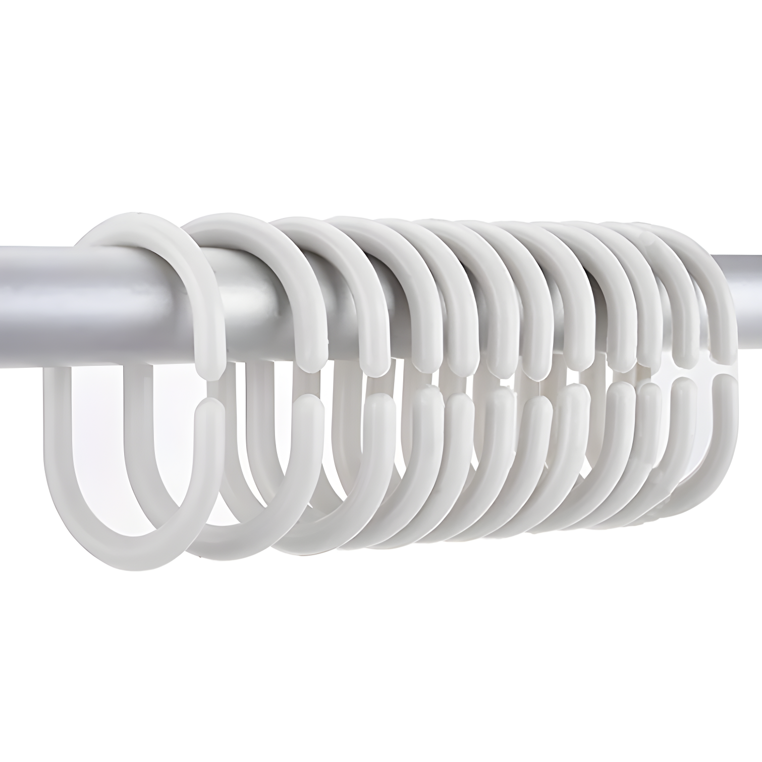 Evideco Solid Plastic Shower Curtain Hooks Rings (Set of 12)