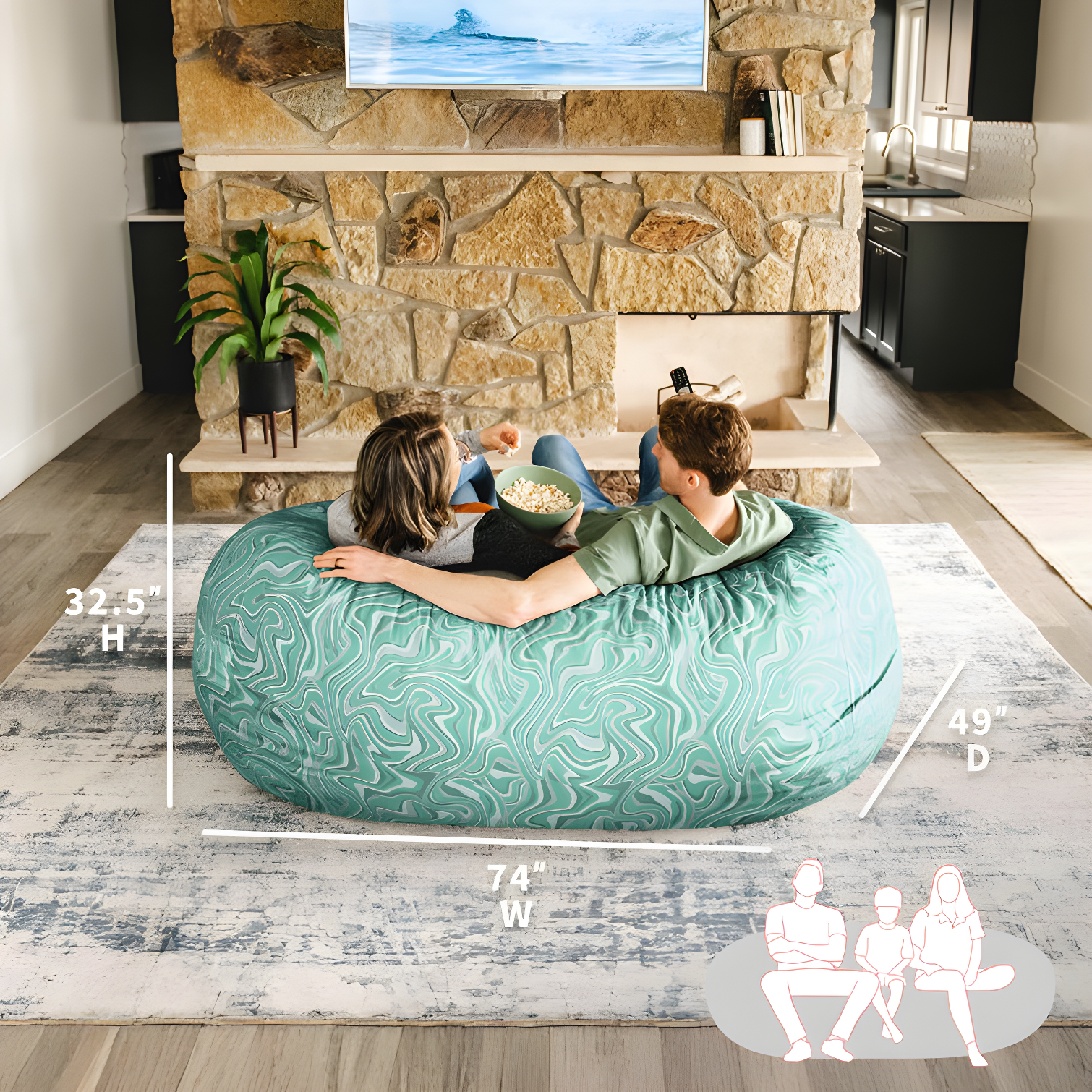 Big Joe Extra Large Memory Foam Bean Bag Sofa with Soft Removable Cover