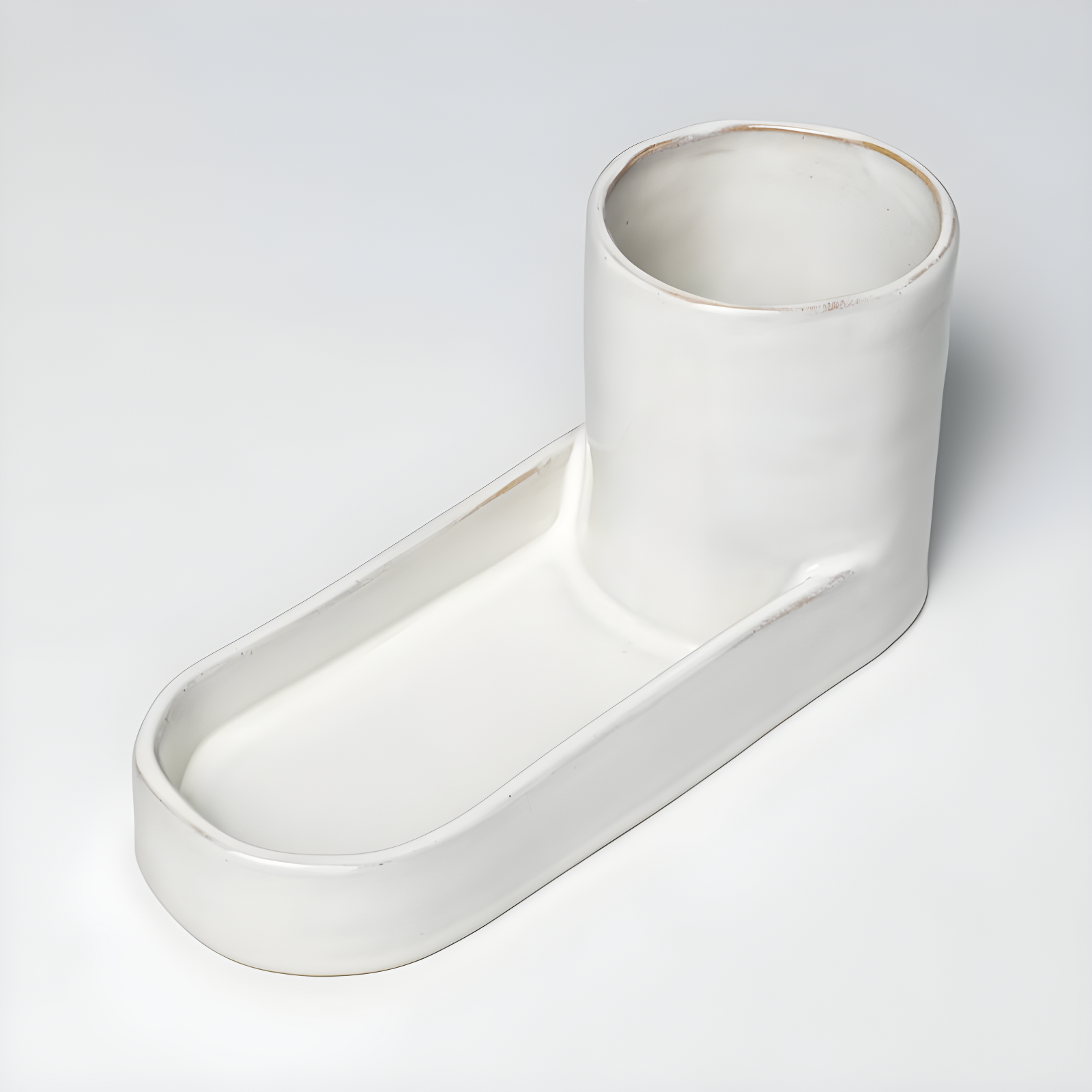 Stoneware Kitchen Sink Caddy Sour Cream - Hearth & Hand™ with Magnolia: Glazed Utensil & Sponge Organizer