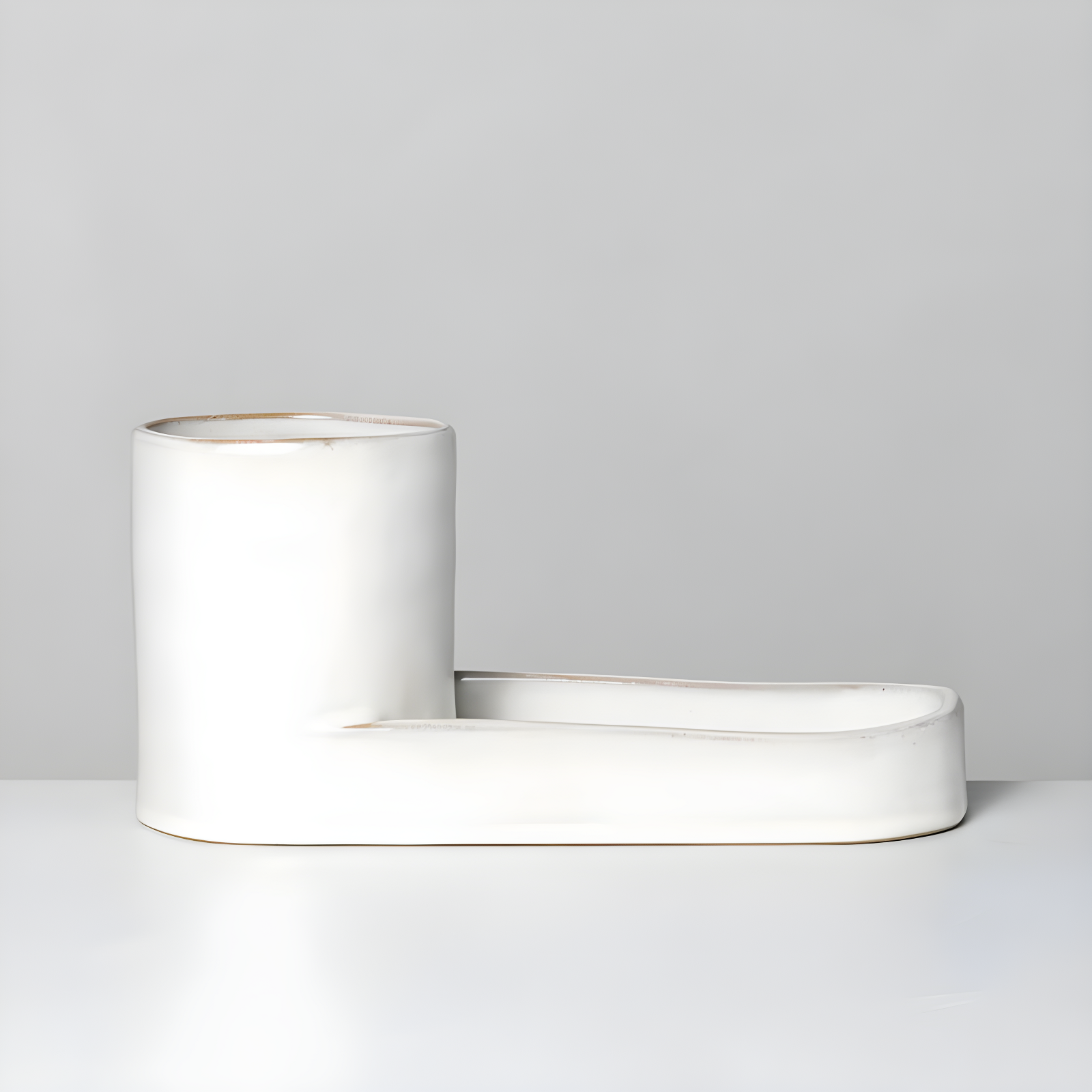 Stoneware Kitchen Sink Caddy Sour Cream - Hearth & Hand™ with Magnolia: Glazed Utensil & Sponge Organizer