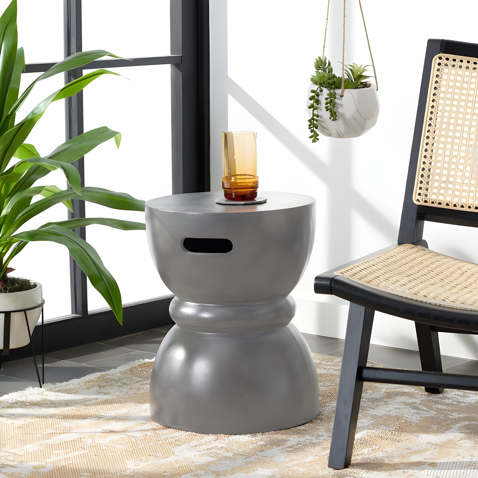 Haruki Accent Stool - Indoor/Outdoor - VNN1006 - Gray - Safavieh