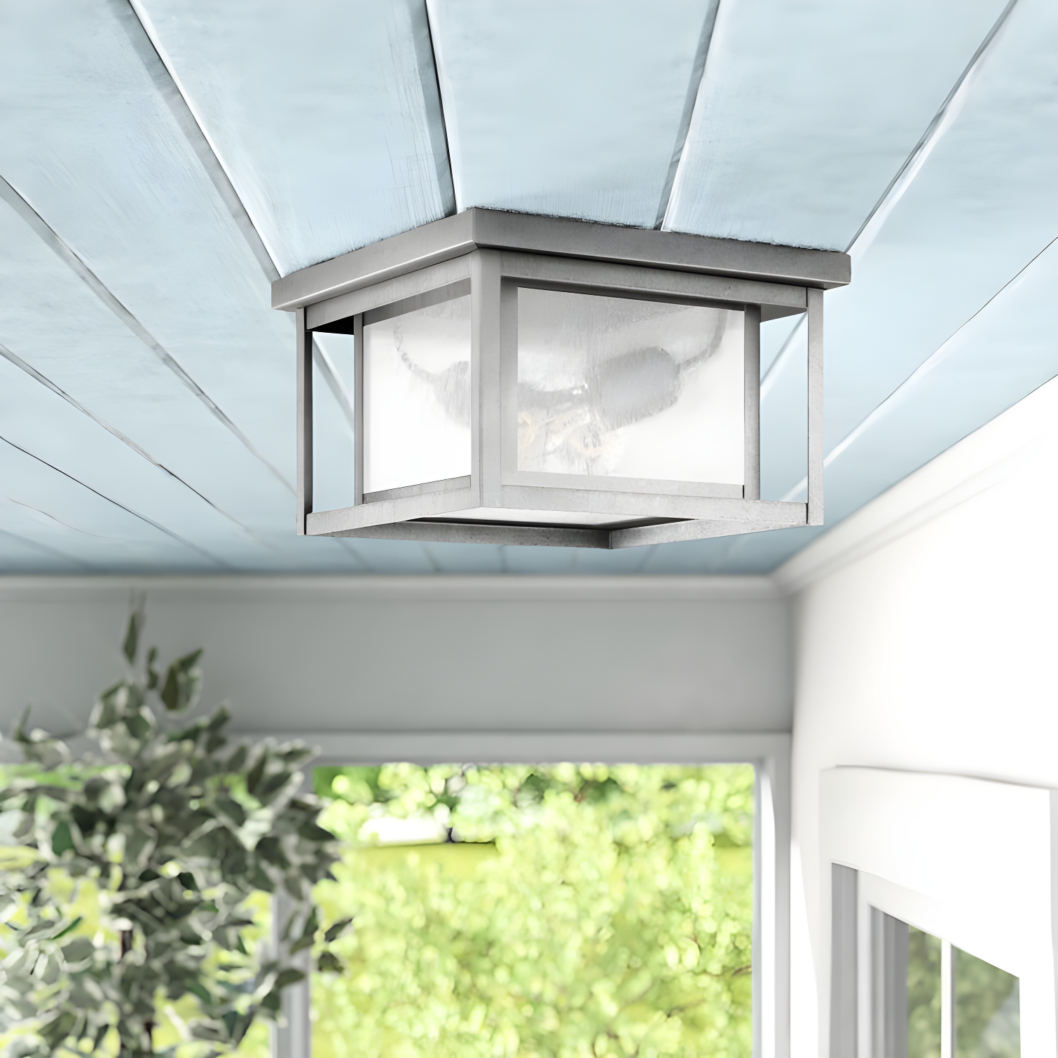 Vermont Seeded Square Outdoor Flush Mount